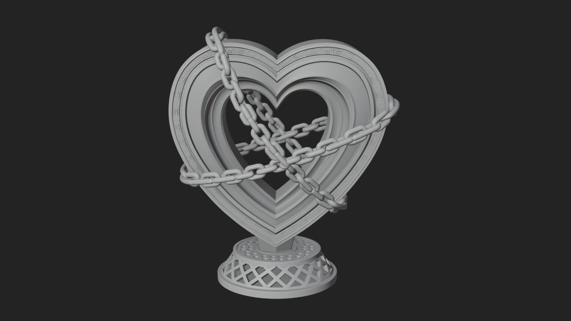 Ornate Framed Heart Plaque Design 144 3D Print Model 3D Model