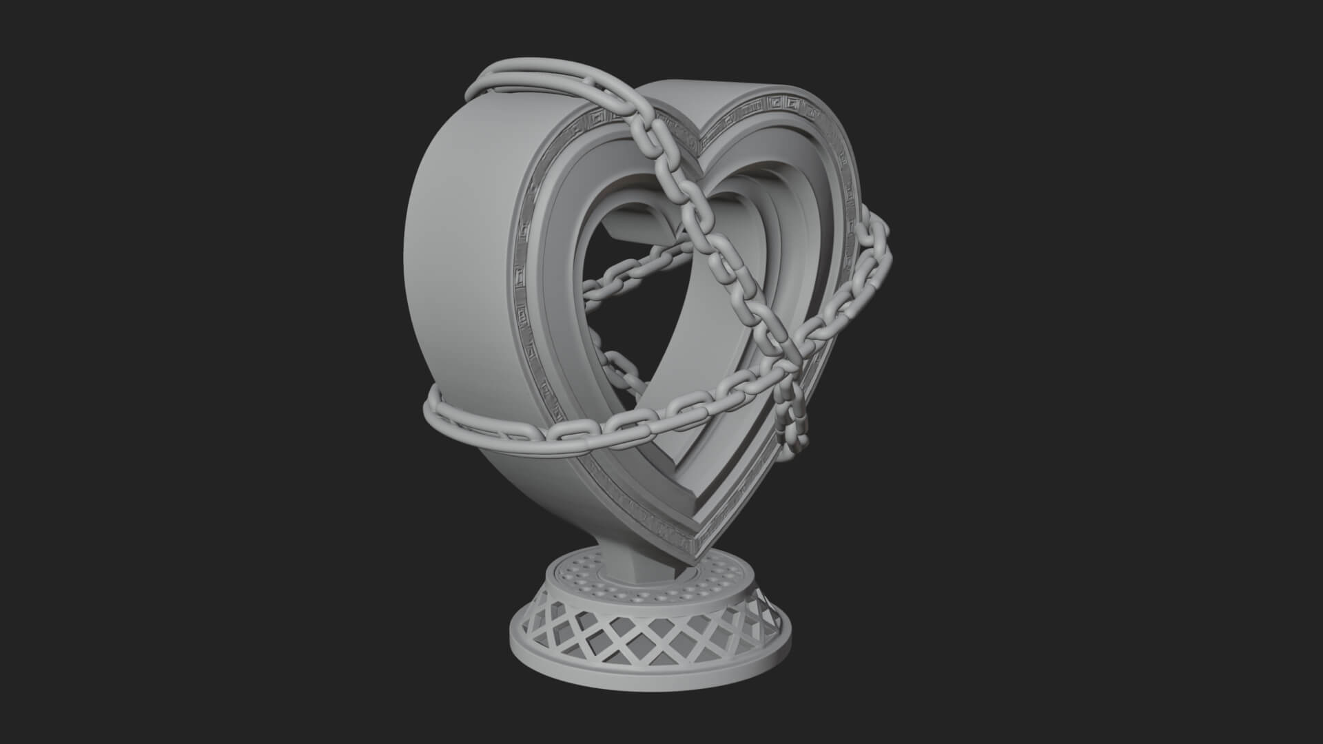 Ornate Framed Heart Plaque Design 144 3D Print Model 3D Model