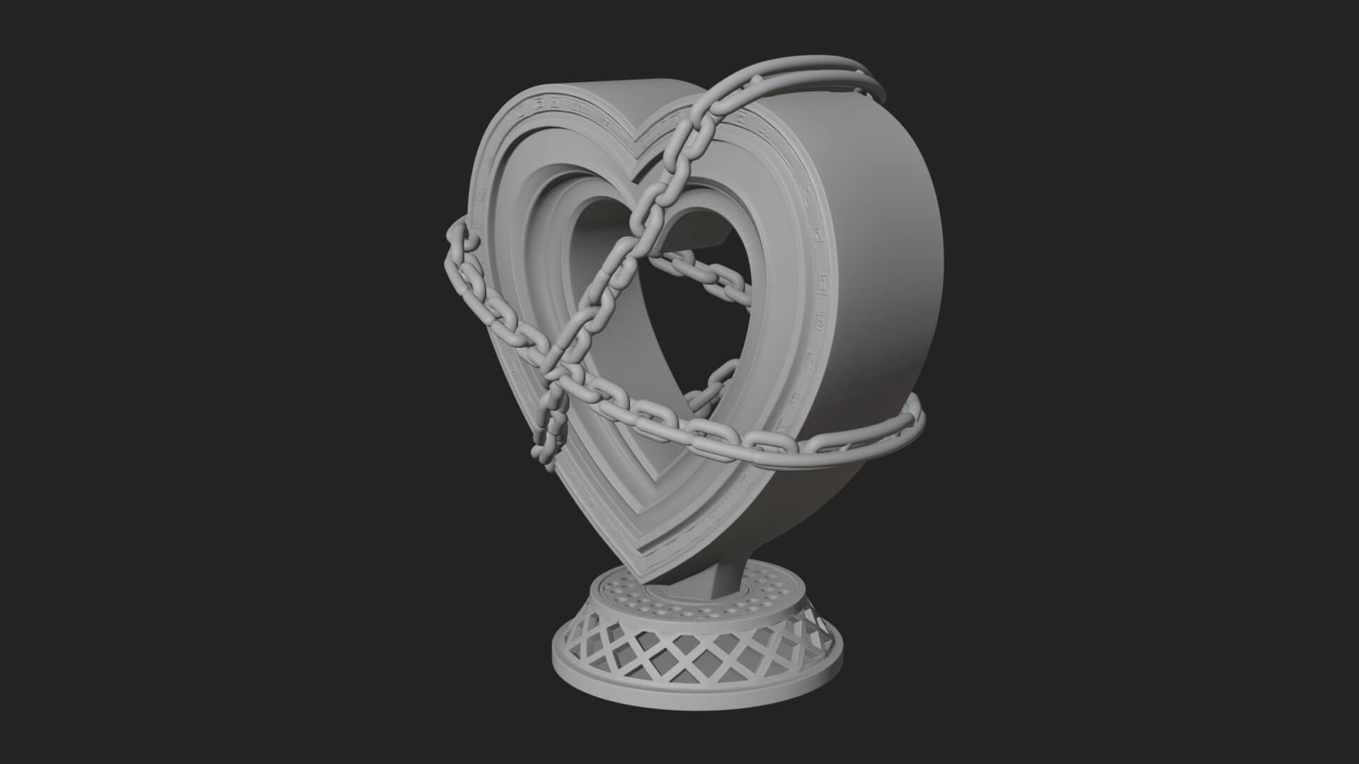 Ornate Framed Heart Plaque Design 144 3D Print Model 3D Model