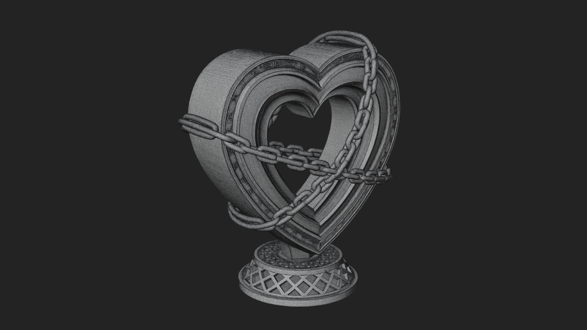 Ornate Framed Heart Plaque Design 144 3D Print Model 3D Model