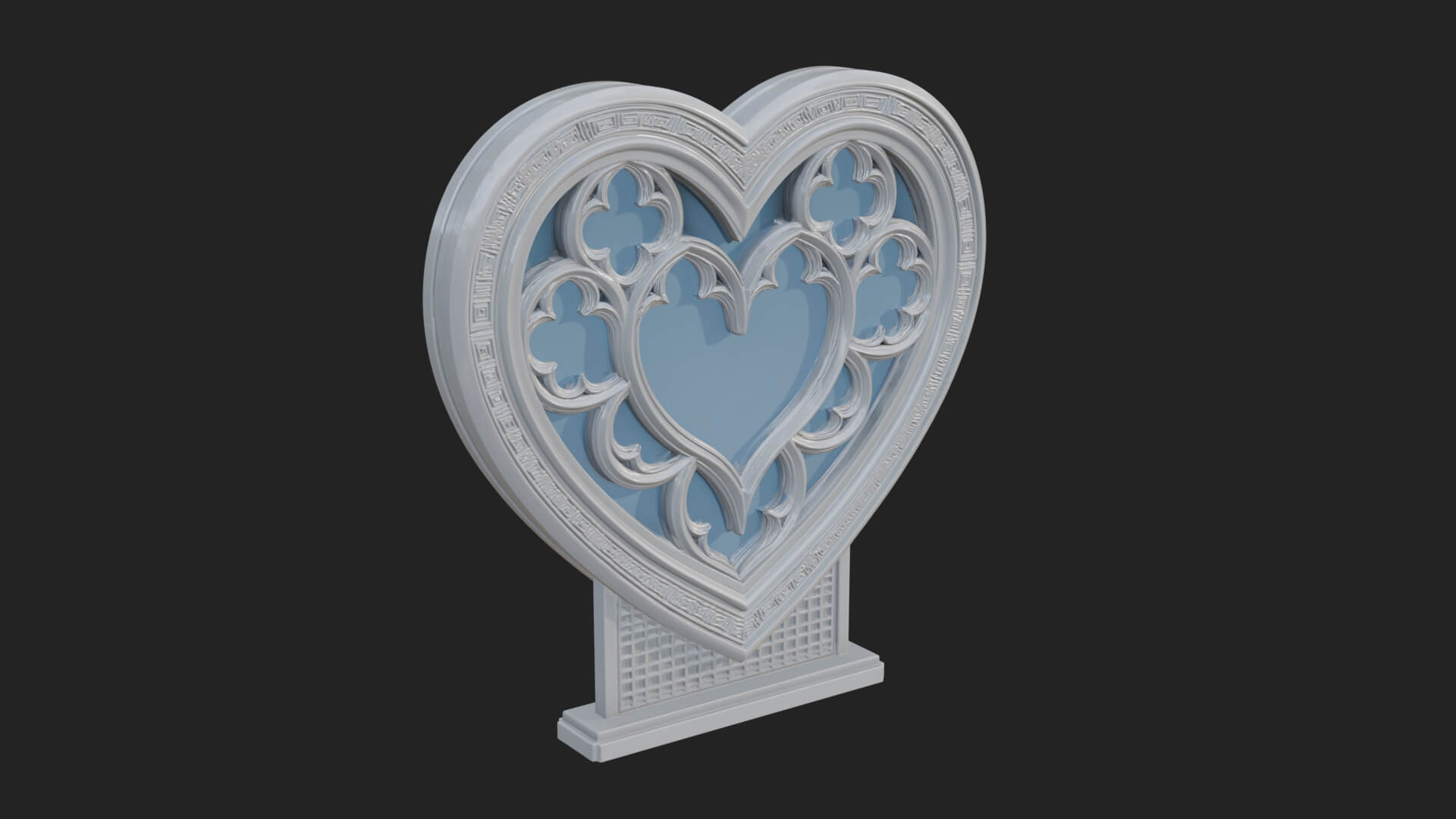 Ornate Framed Heart Plaque Design 145 3D Print Model 3D Model