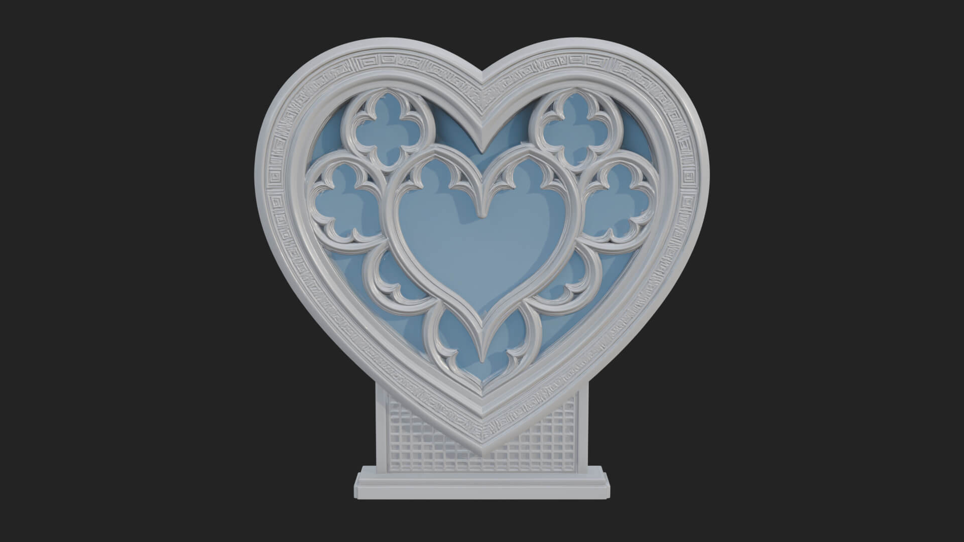 Ornate Framed Heart Plaque Design 145 3D Print Model 3D Model