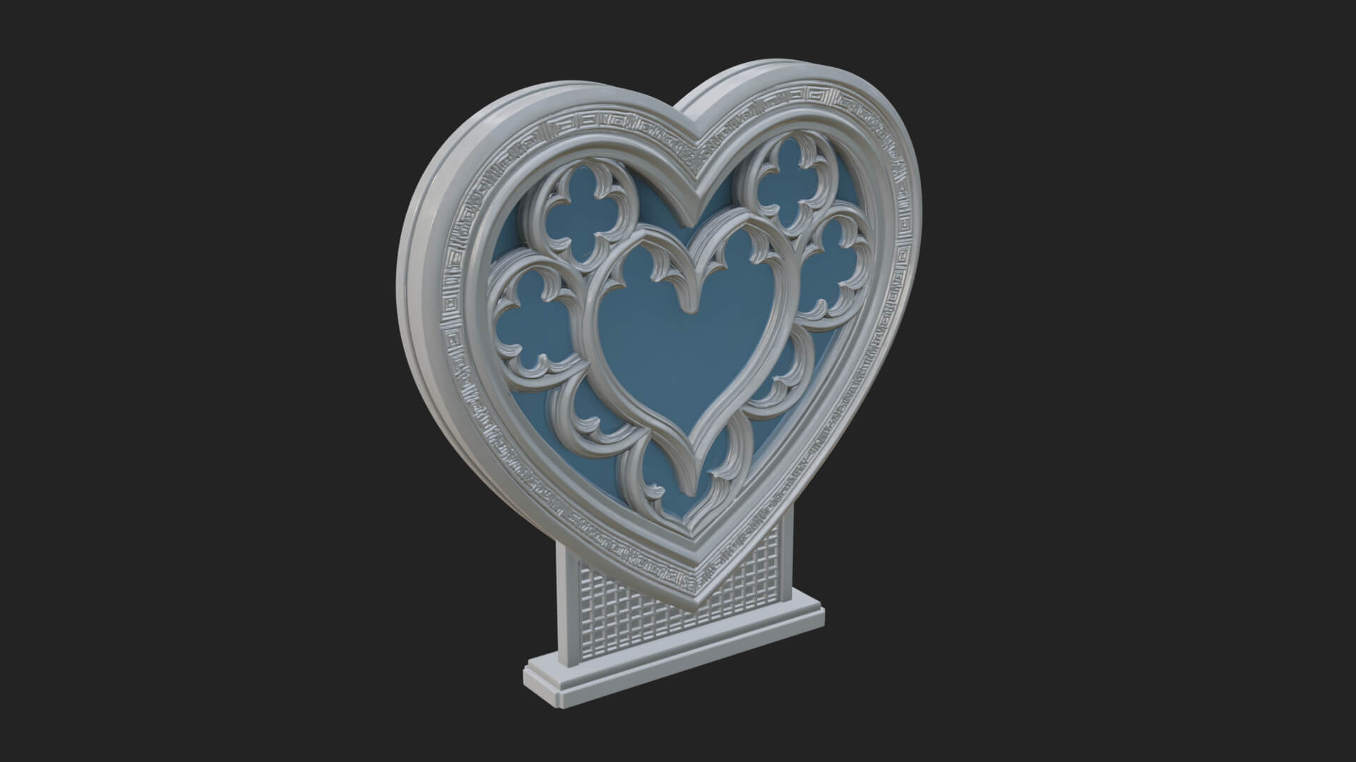 Ornate Framed Heart Plaque Design 145 3D Print Model 3D Model