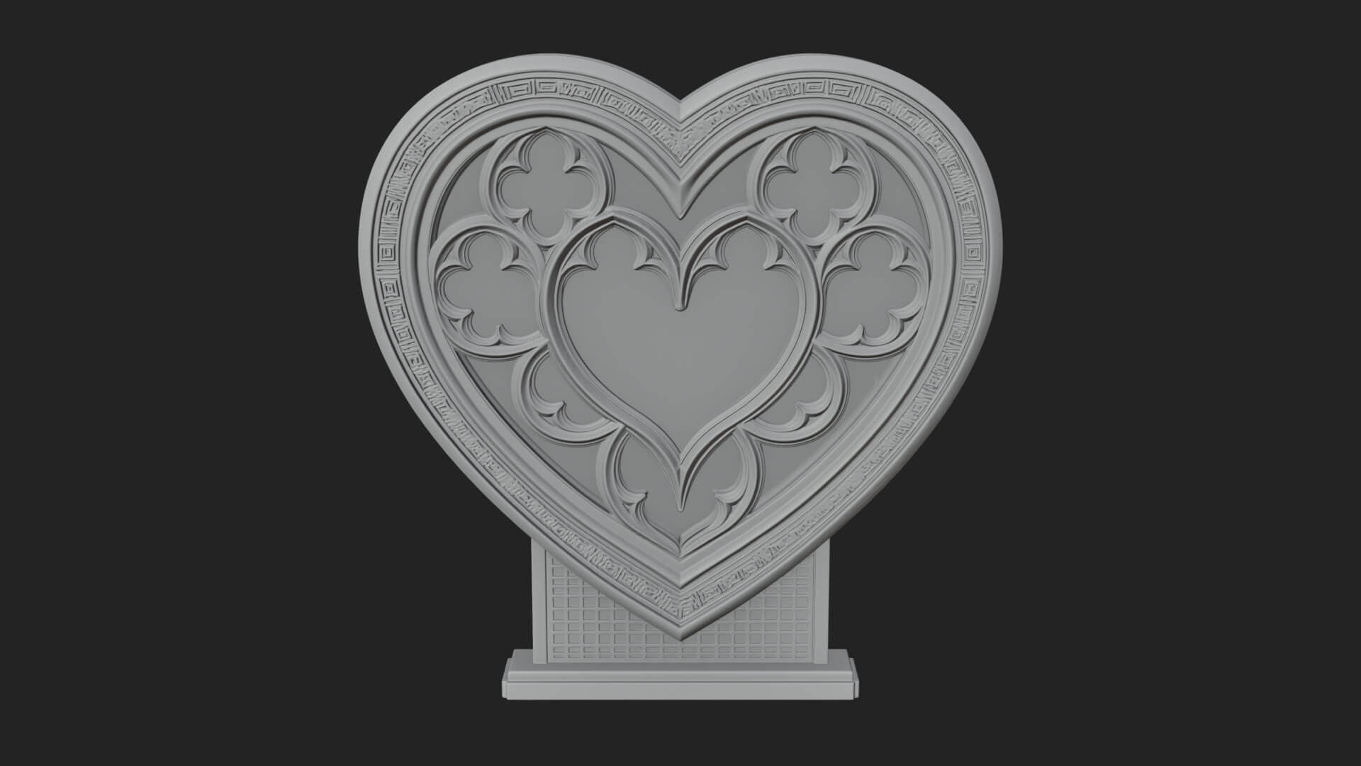 Ornate Framed Heart Plaque Design 145 3D Print Model 3D Model