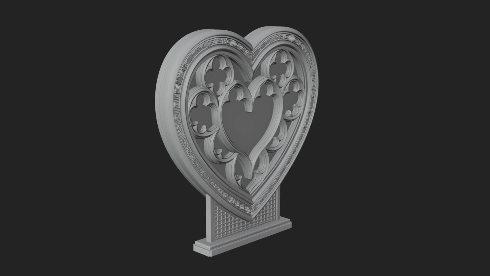 Ornate Framed Heart Plaque Design 145 3D Print Model 3D Model