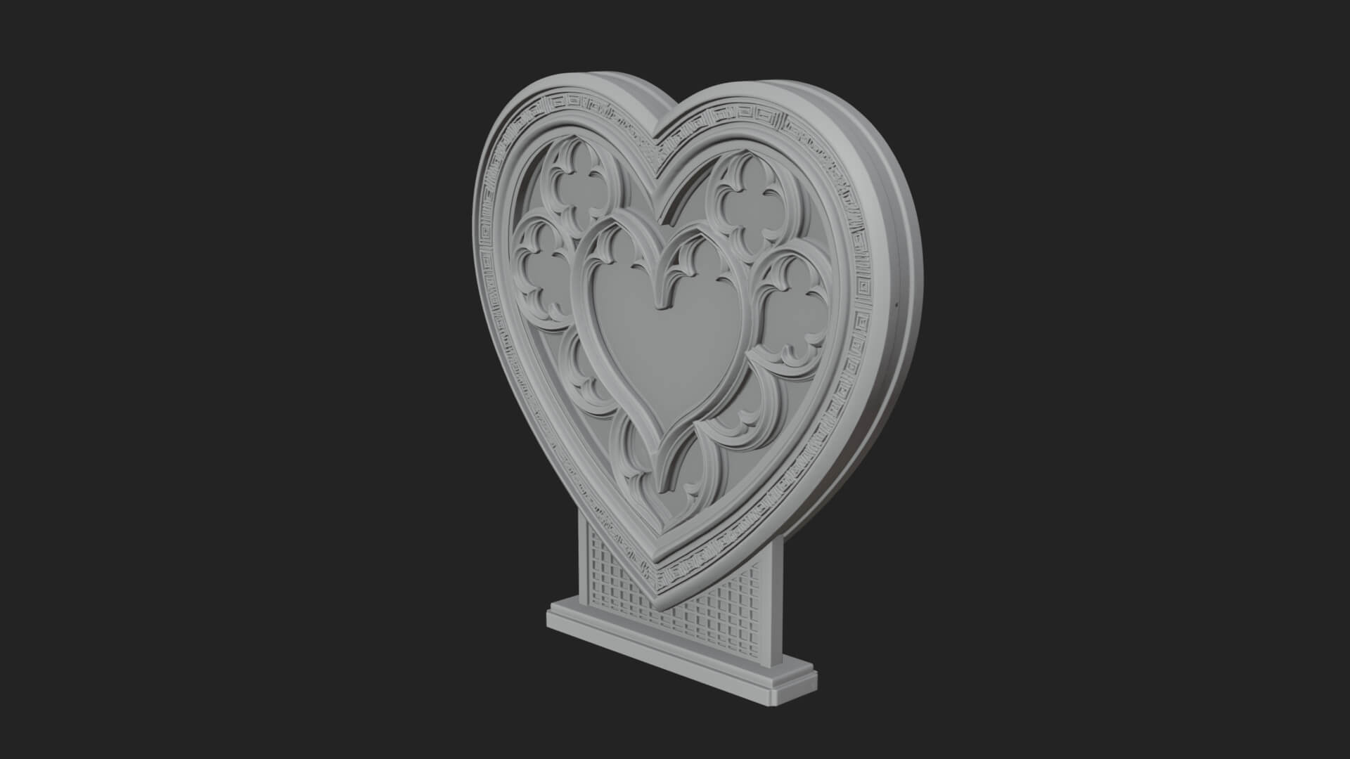 Ornate Framed Heart Plaque Design 145 3D Print Model 3D Model