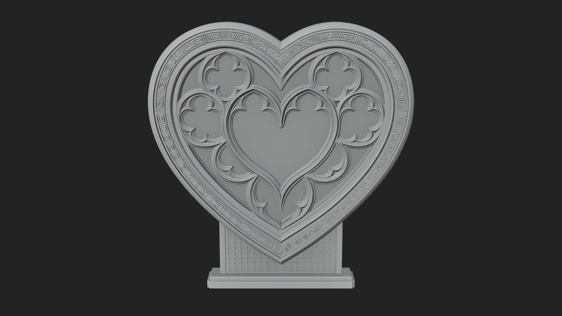 Ornate Framed Heart Plaque Design 145 3D Print Model 3D Model