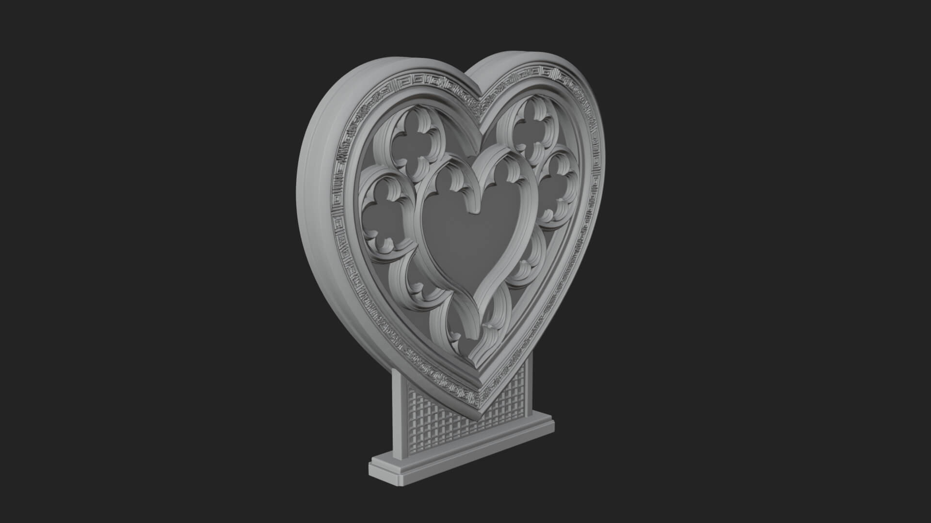 Ornate Framed Heart Plaque Design 145 3D Print Model 3D Model