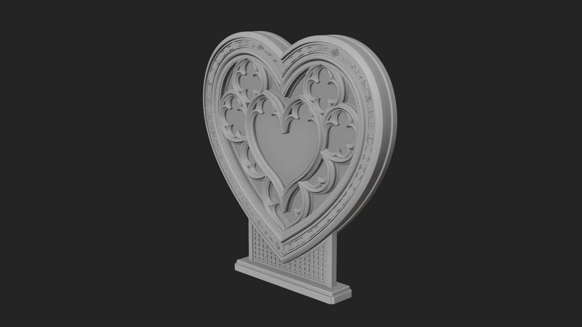 Ornate Framed Heart Plaque Design 145 3D Print Model 3D Model