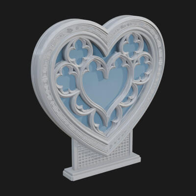 Ornate Framed Heart Plaque Design 145 3D Print Model