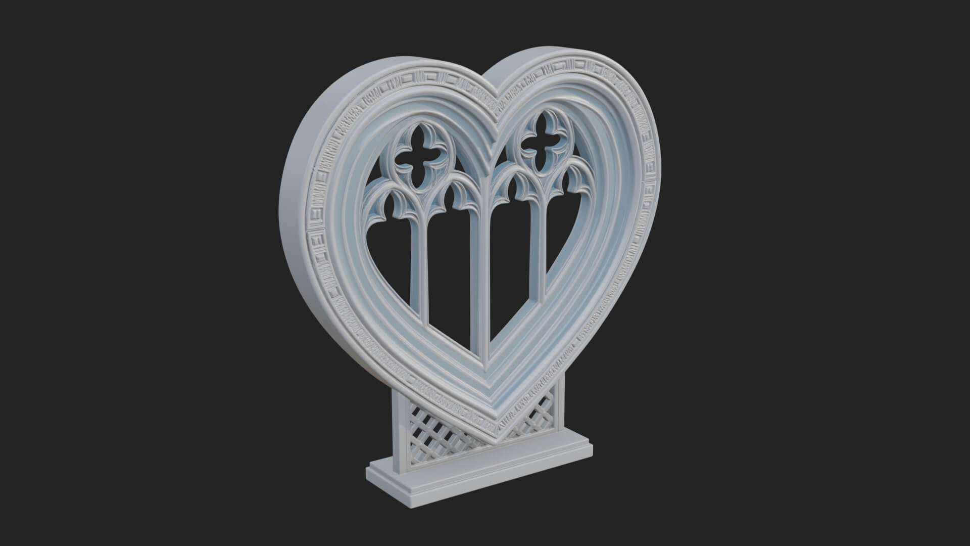 Ornate Framed Heart Plaque Design 146 3D Print Model 3D Model