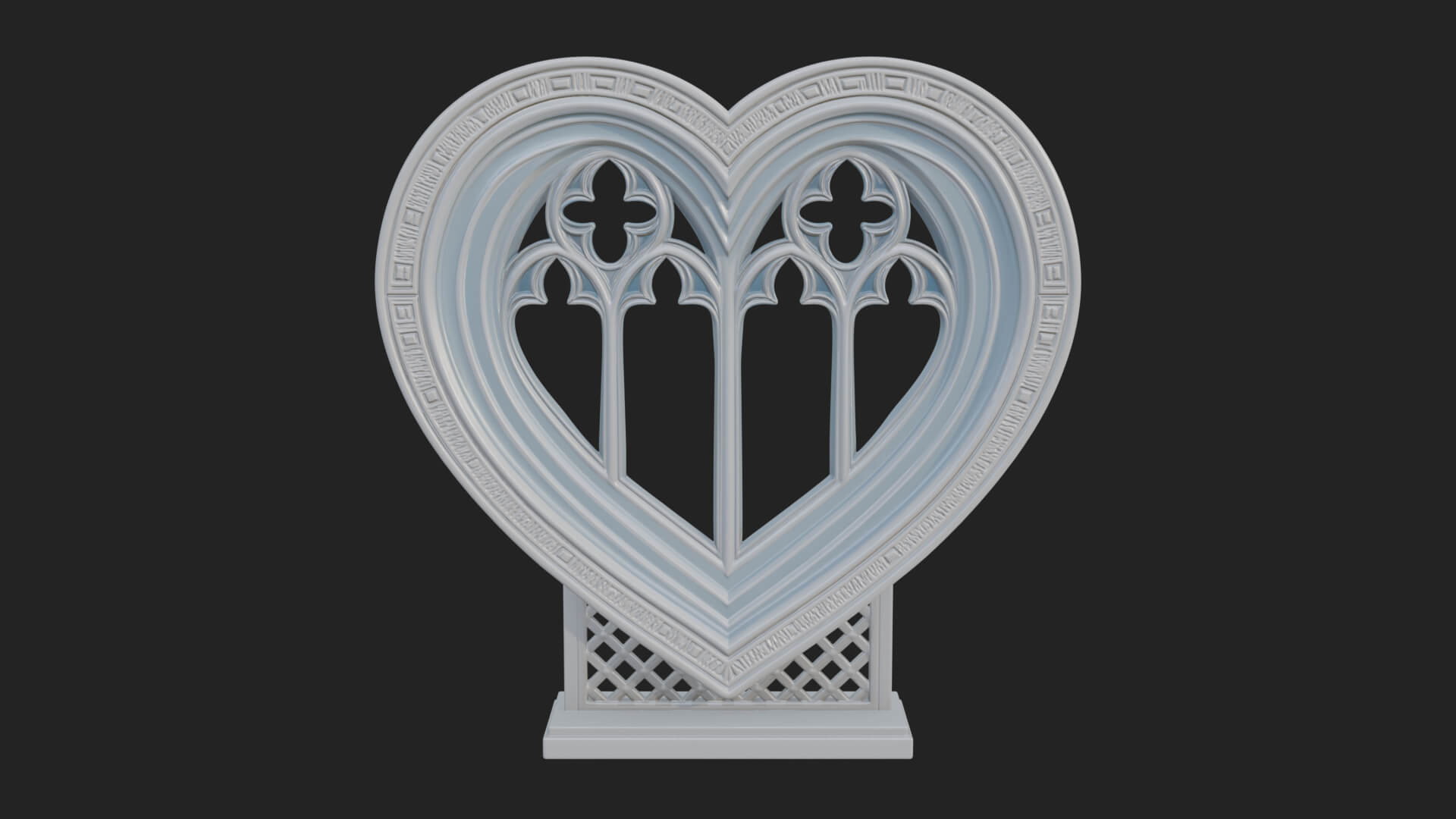 Ornate Framed Heart Plaque Design 146 3D Print Model 3D Model