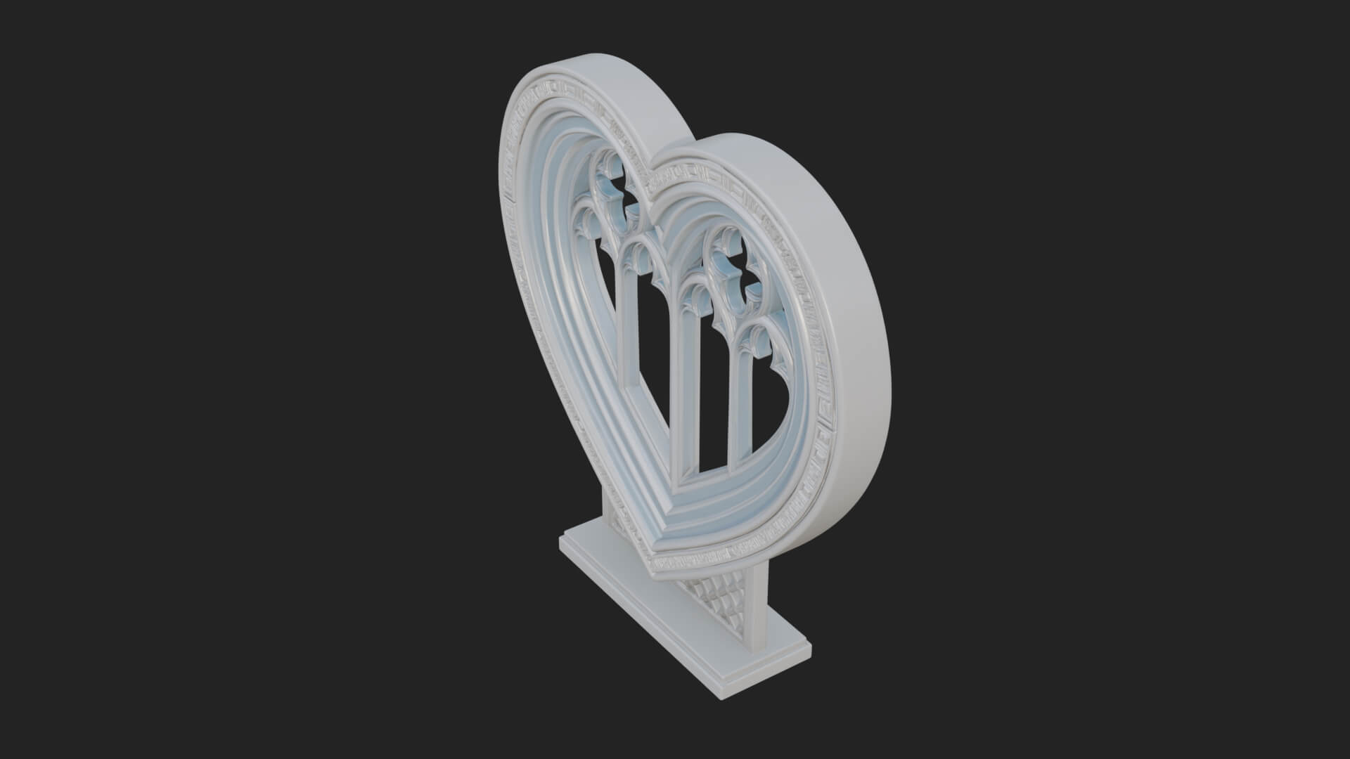 Ornate Framed Heart Plaque Design 146 3D Print Model 3D Model