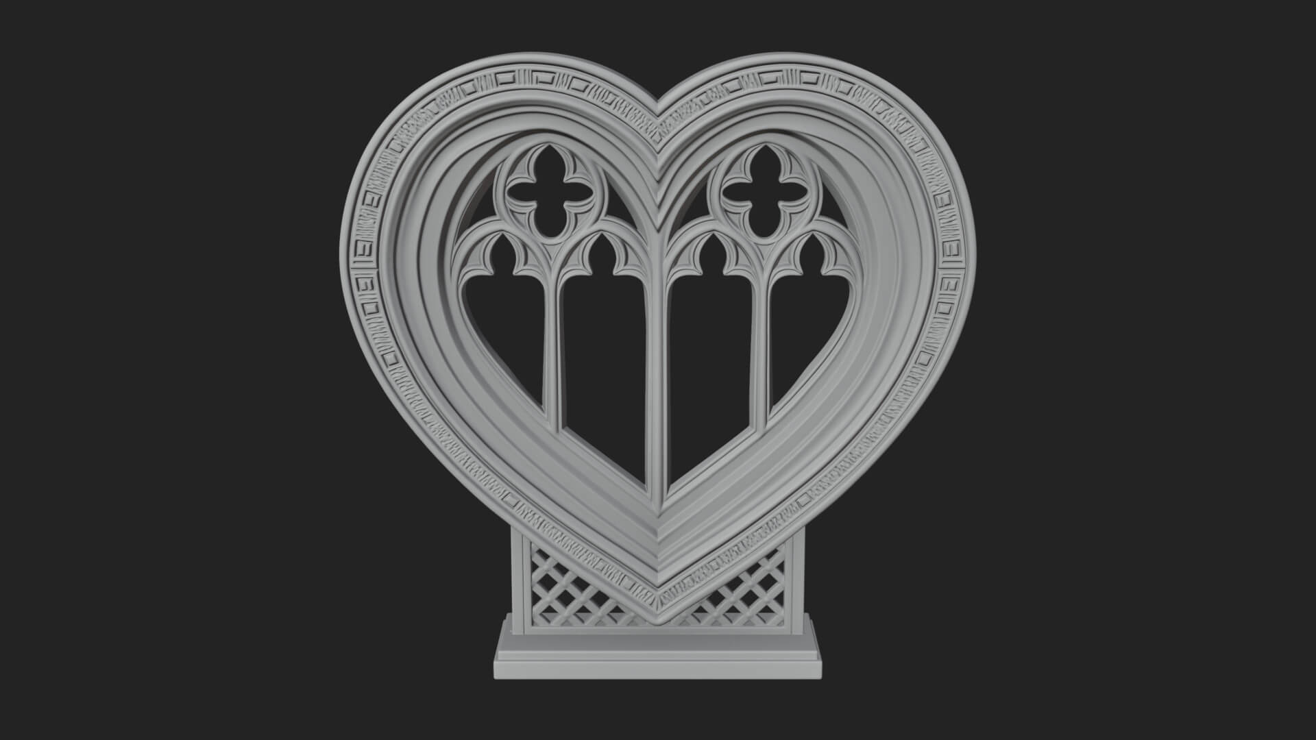 Ornate Framed Heart Plaque Design 146 3D Print Model 3D Model