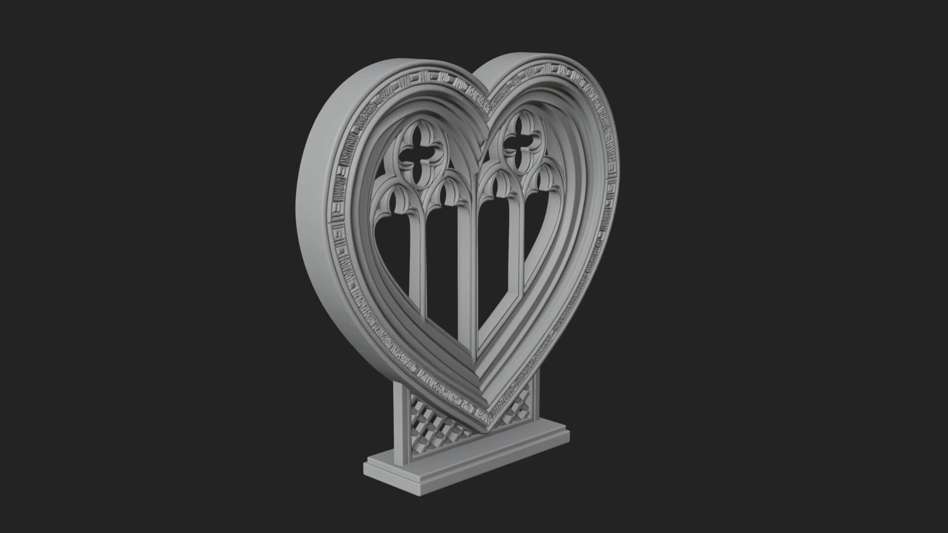 Ornate Framed Heart Plaque Design 146 3D Print Model 3D Model
