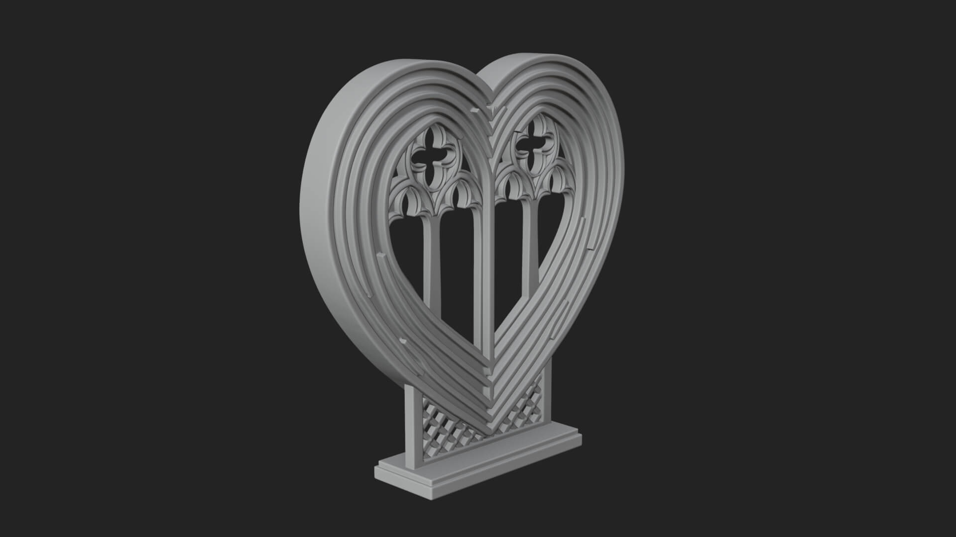 Ornate Framed Heart Plaque Design 146 3D Print Model 3D Model