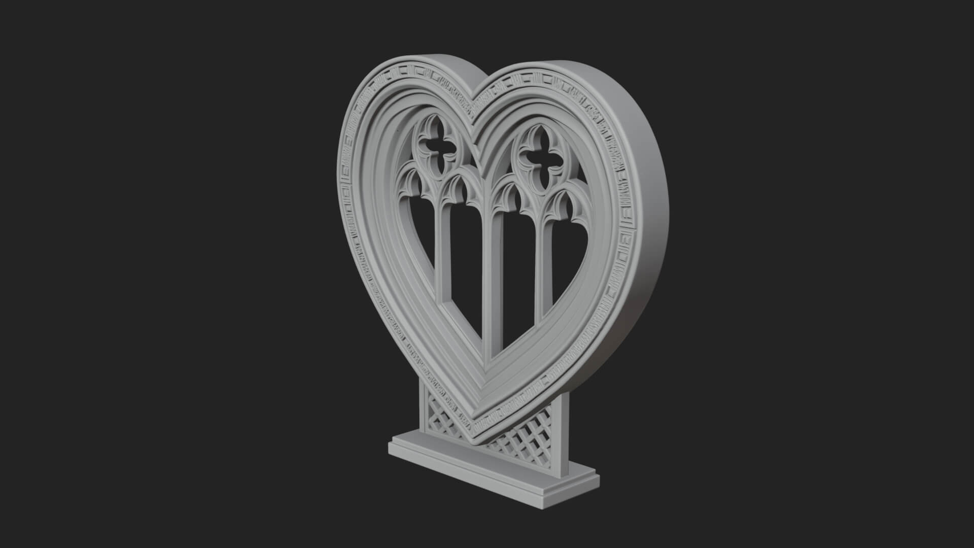 Ornate Framed Heart Plaque Design 146 3D Print Model 3D Model