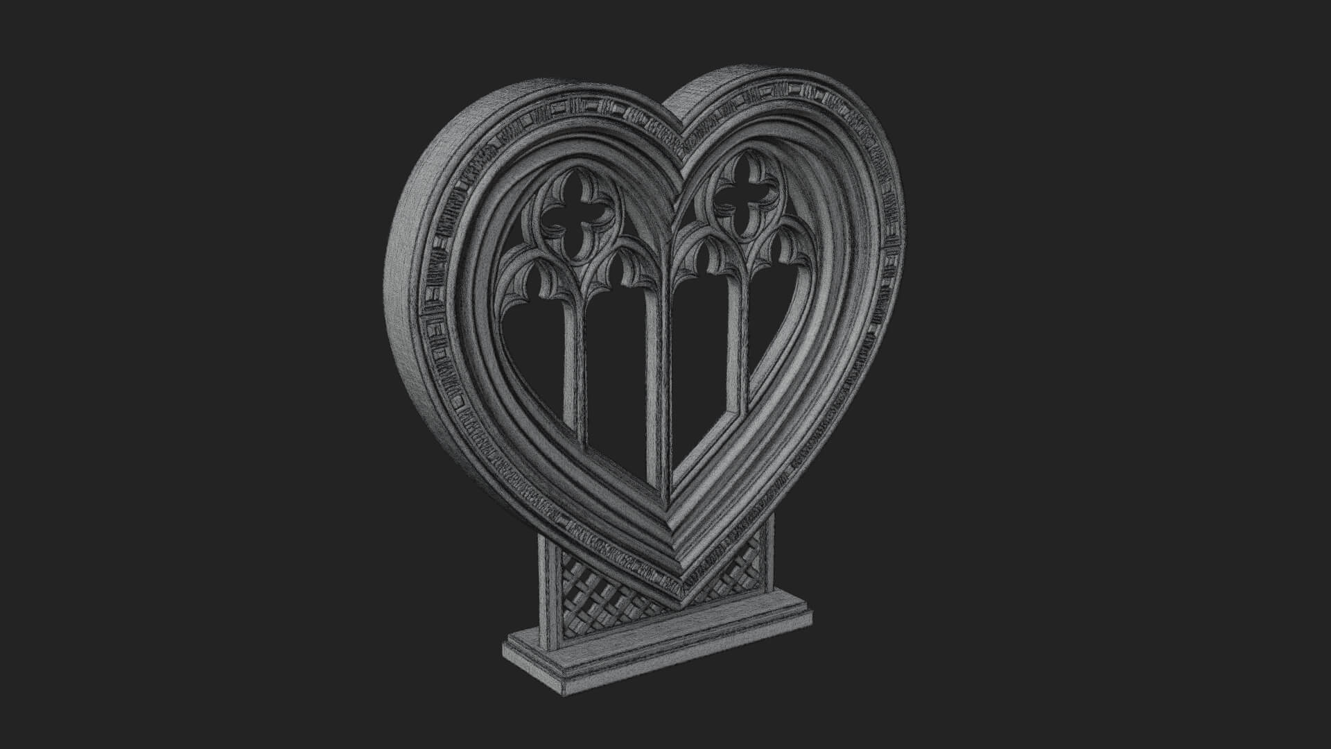Ornate Framed Heart Plaque Design 146 3D Print Model 3D Model