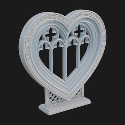 Ornate Framed Heart Plaque Design 146 3D Print Model
