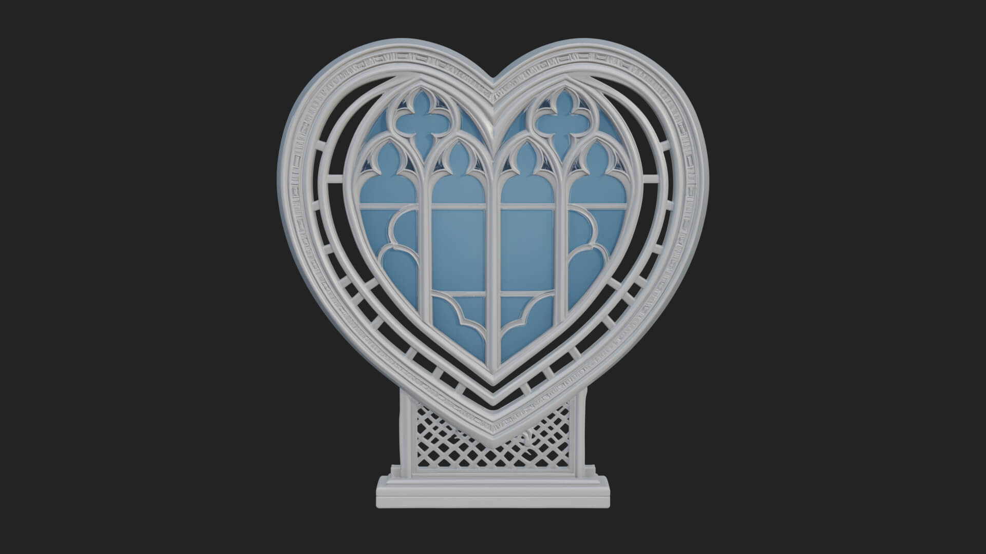 Ornate Framed Heart Plaque Design 147 3D Print Model 3D Model