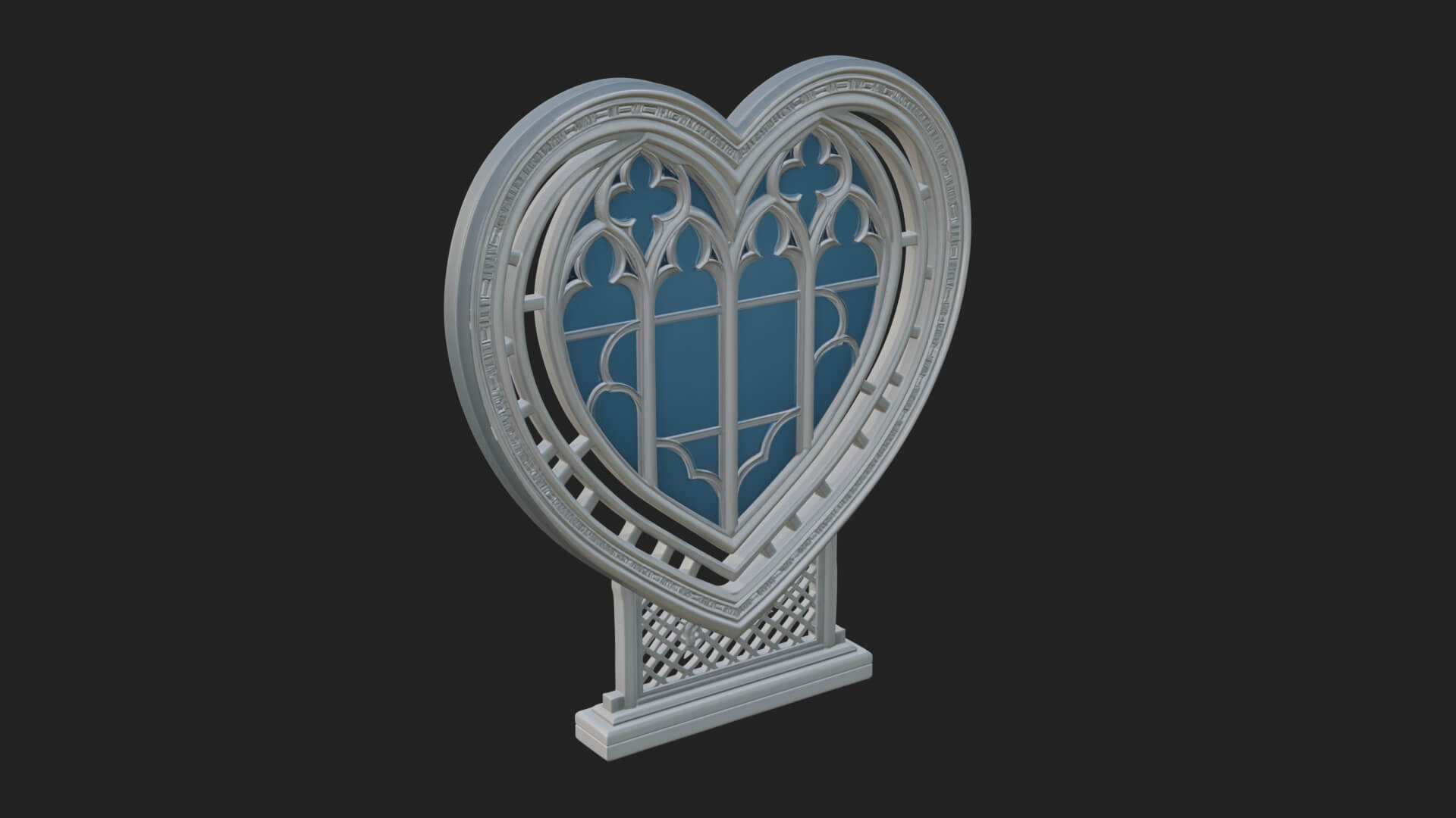 Ornate Framed Heart Plaque Design 147 3D Print Model 3D Model