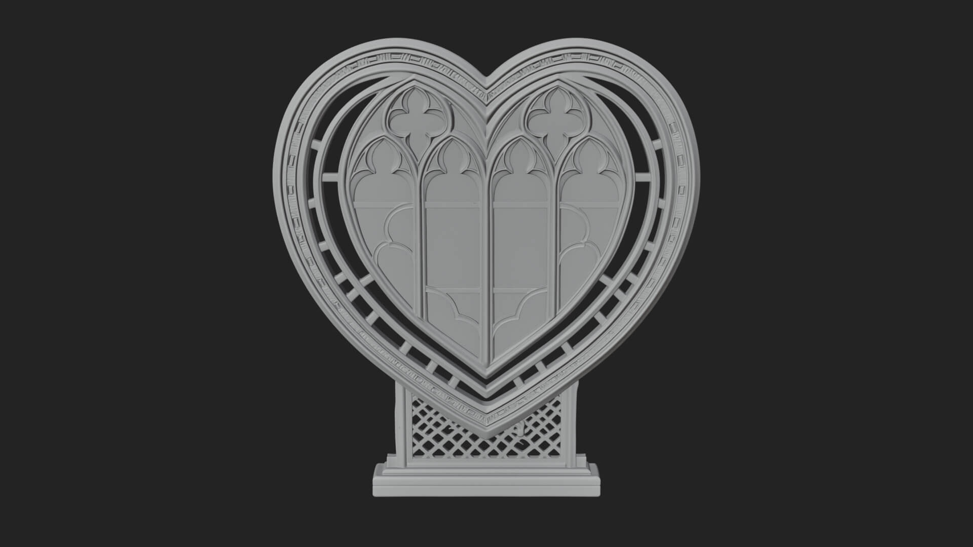 Ornate Framed Heart Plaque Design 147 3D Print Model 3D Model