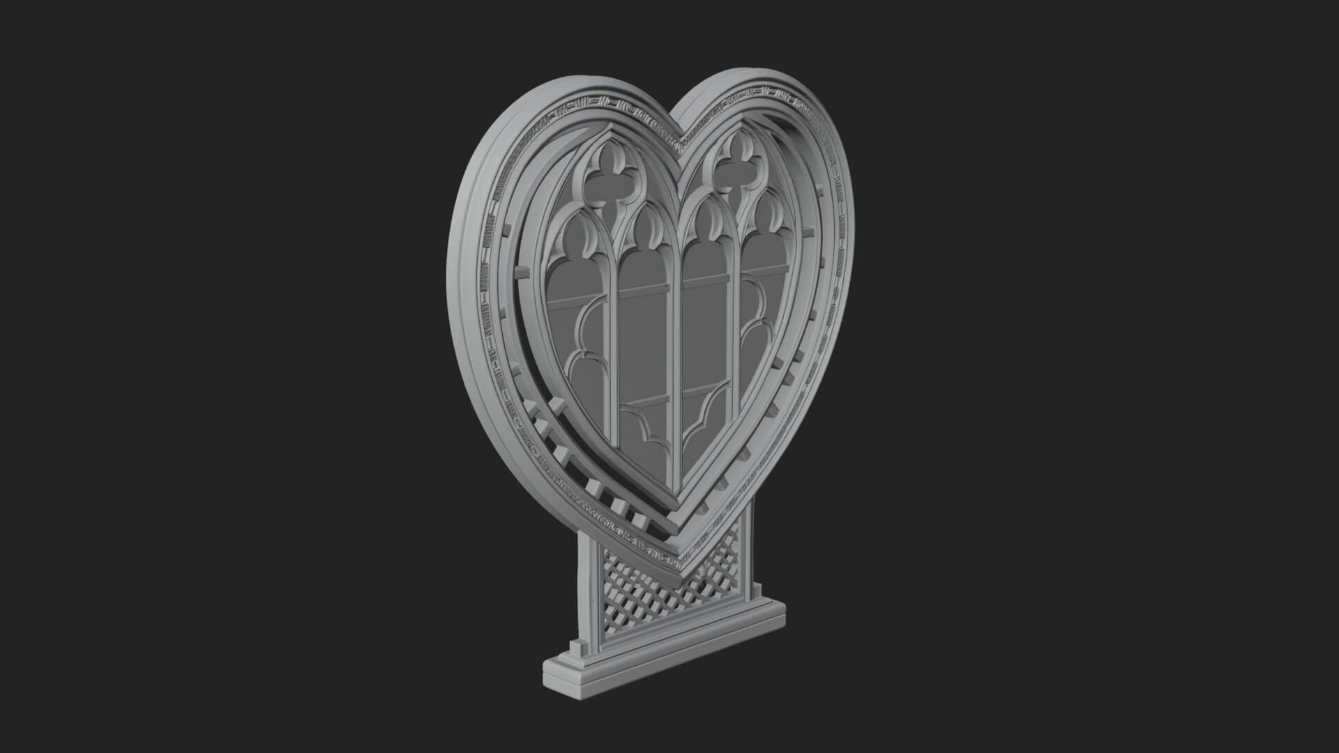 Ornate Framed Heart Plaque Design 147 3D Print Model 3D Model