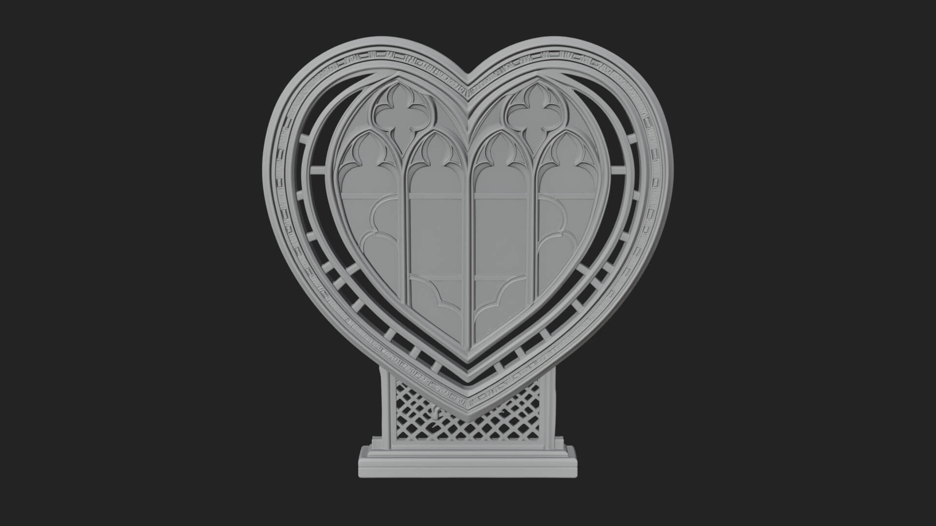 Ornate Framed Heart Plaque Design 147 3D Print Model 3D Model