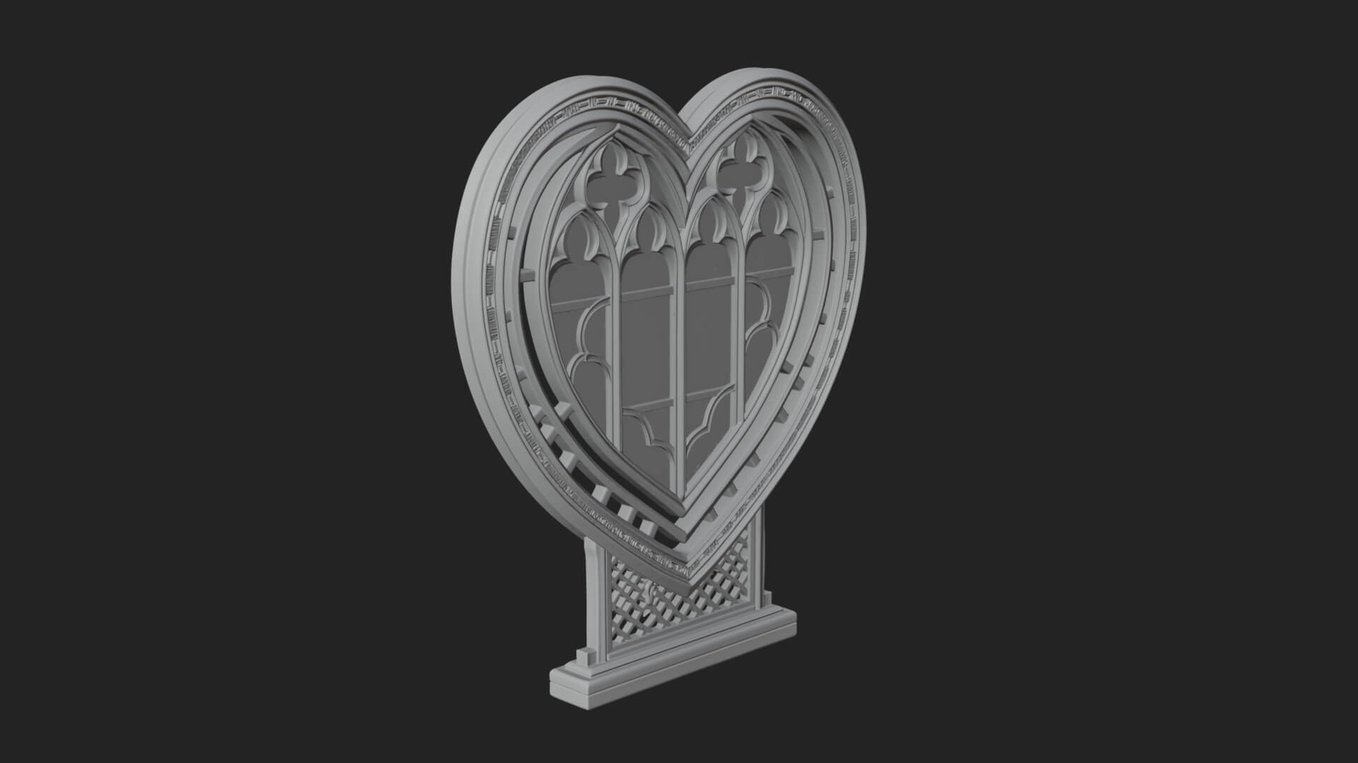 Ornate Framed Heart Plaque Design 147 3D Print Model 3D Model