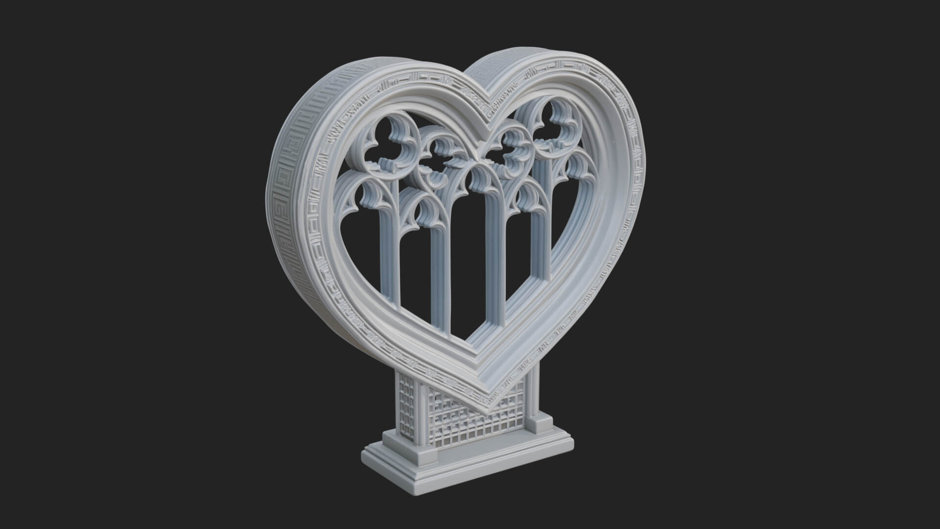 Ornate Framed Heart Plaque Design 148 3D Print Model 3D Model