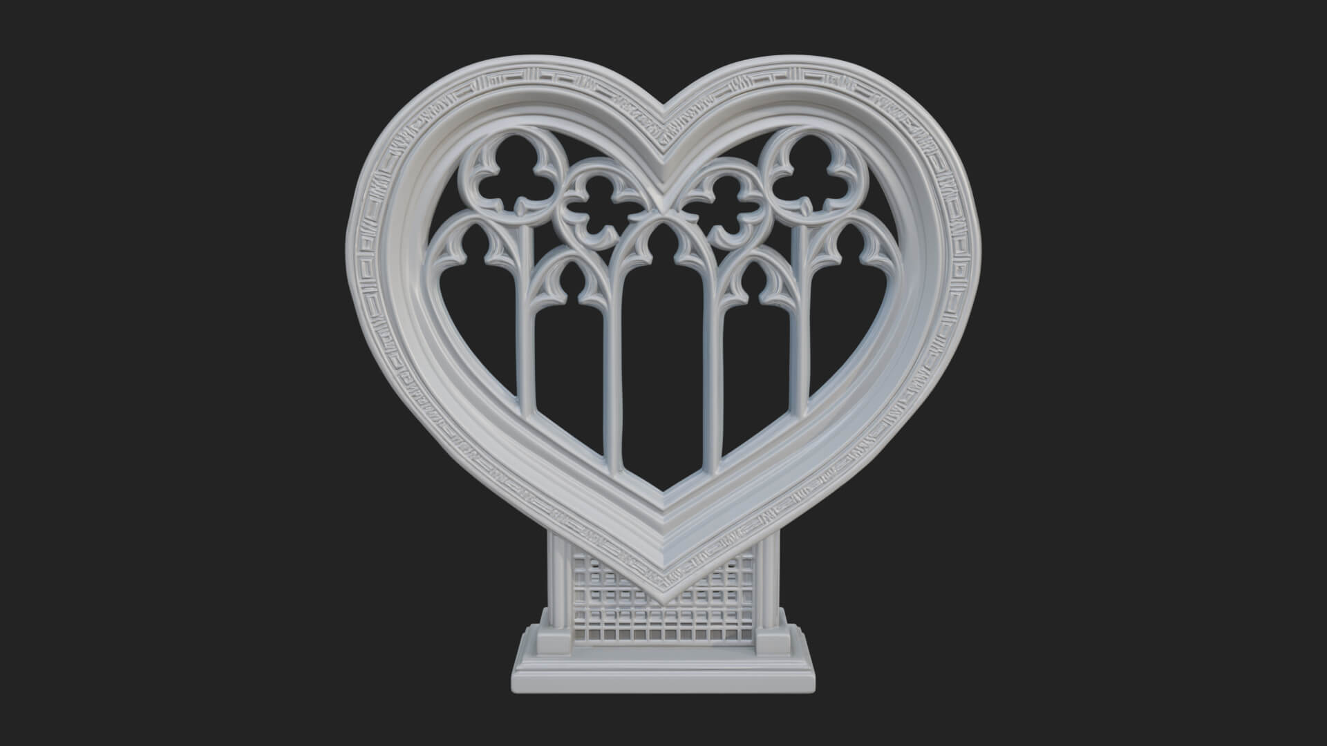 Ornate Framed Heart Plaque Design 148 3D Print Model 3D Model