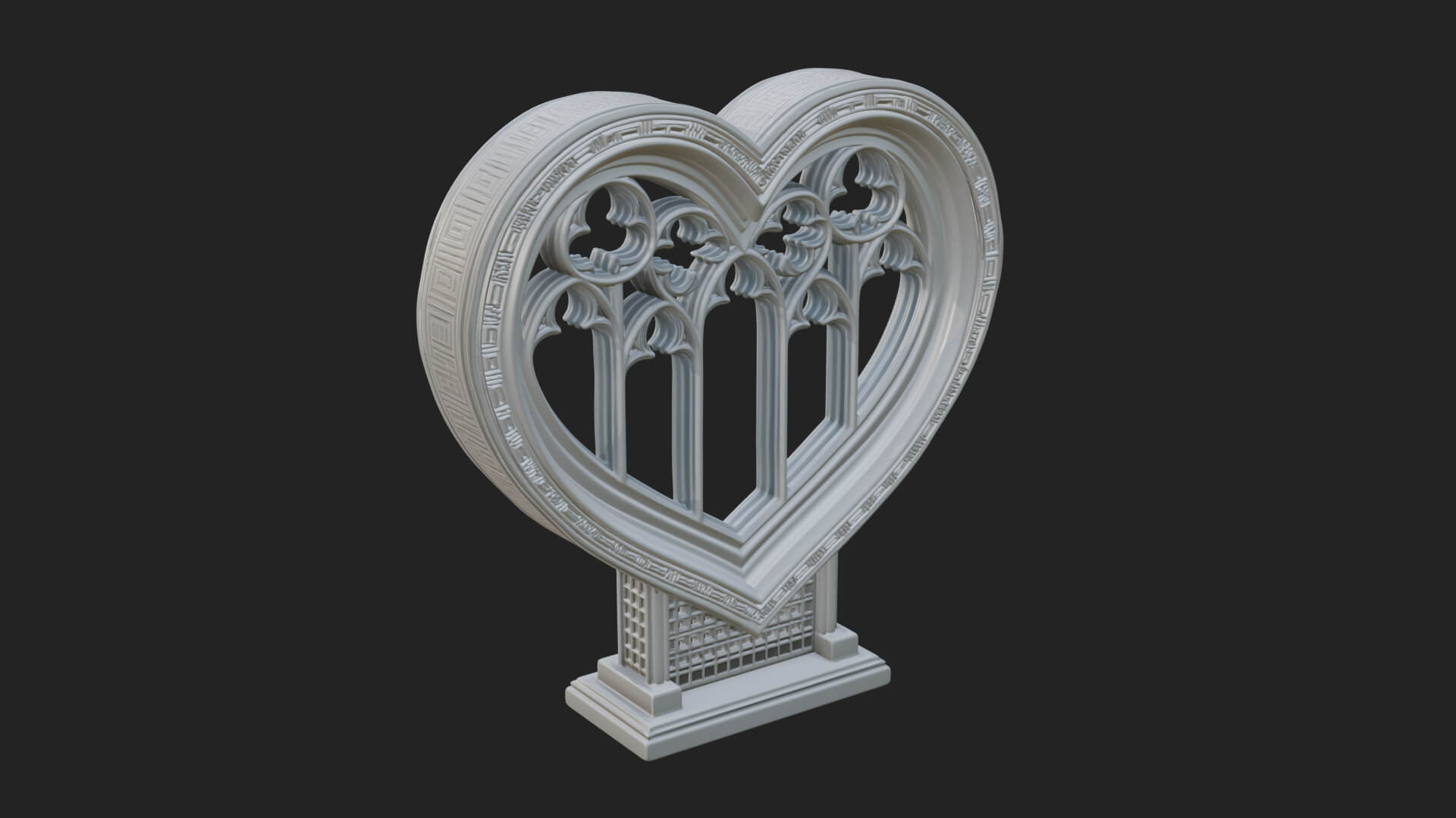 Ornate Framed Heart Plaque Design 148 3D Print Model 3D Model