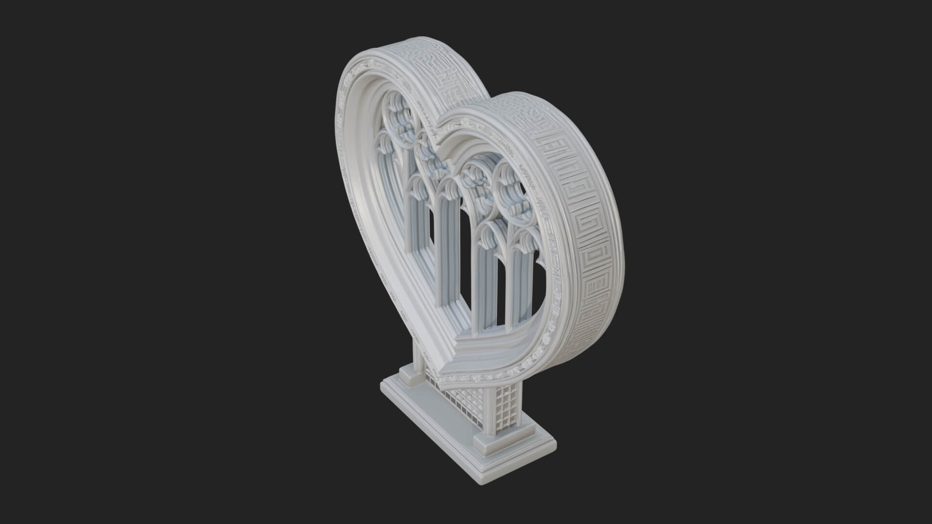 Ornate Framed Heart Plaque Design 148 3D Print Model 3D Model