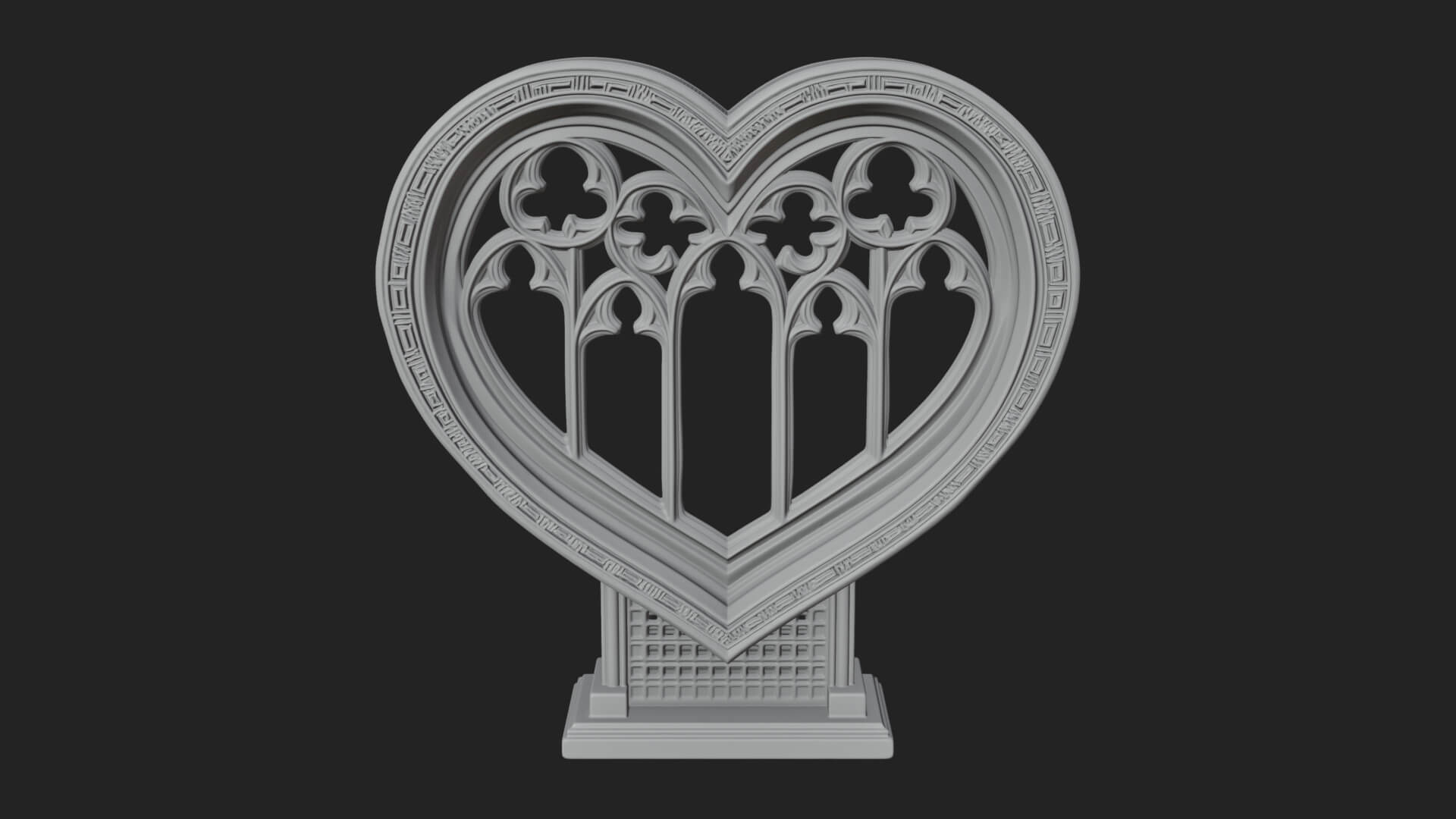 Ornate Framed Heart Plaque Design 148 3D Print Model 3D Model