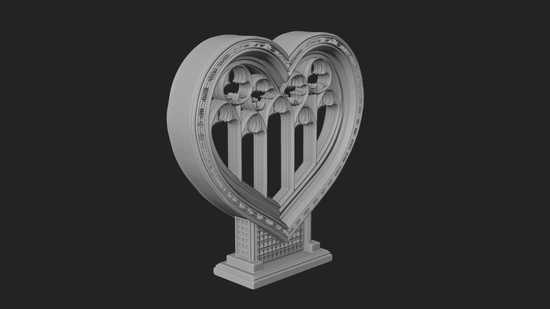 Ornate Framed Heart Plaque Design 148 3D Print Model 3D Model