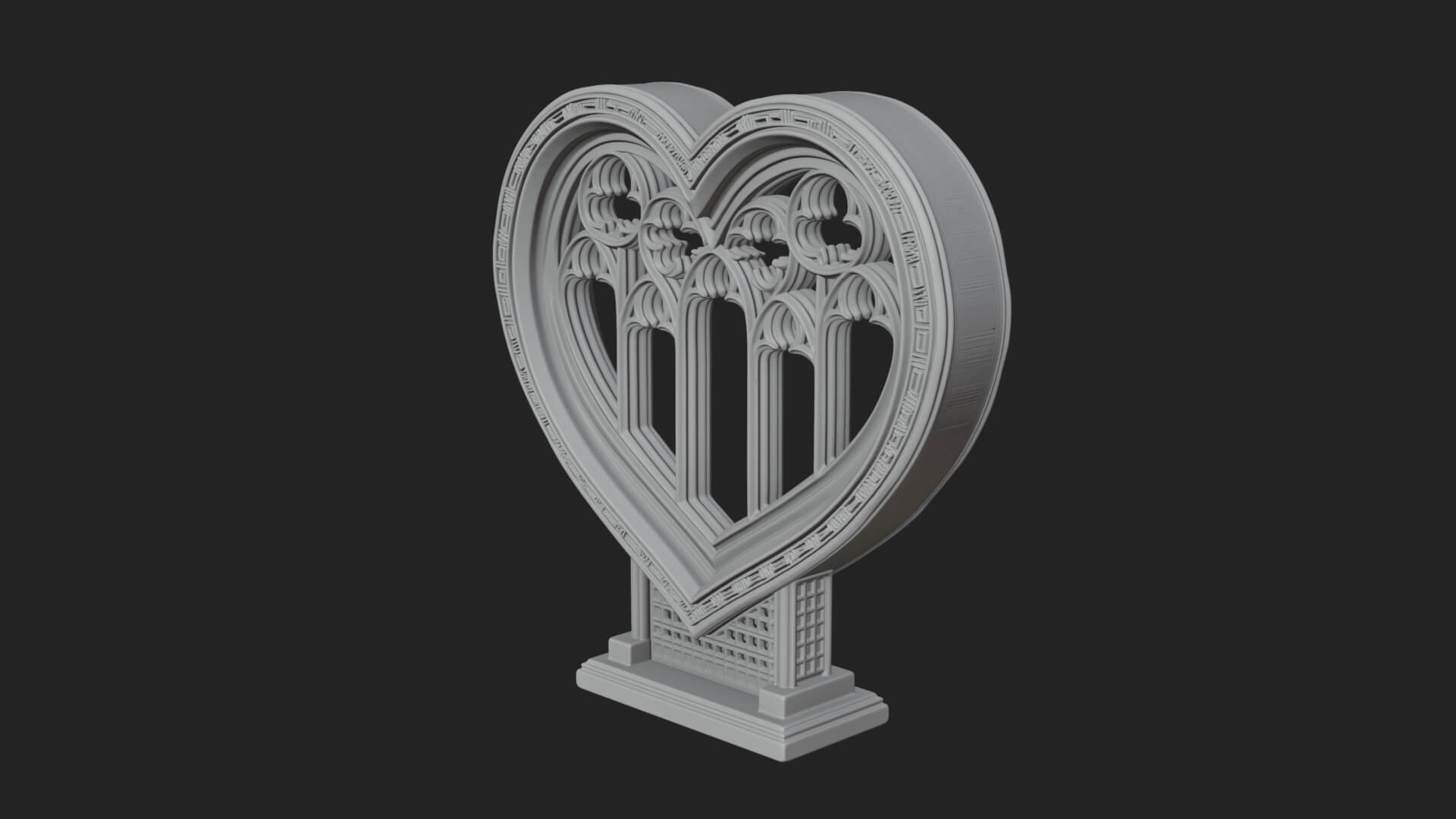 Ornate Framed Heart Plaque Design 148 3D Print Model 3D Model
