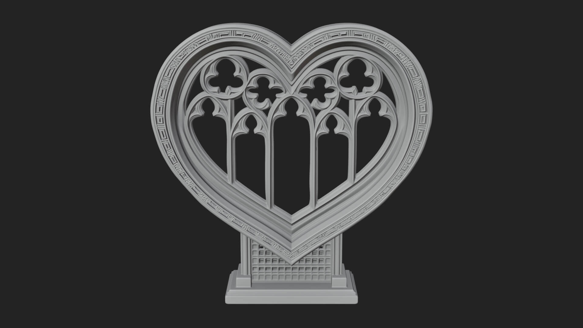 Ornate Framed Heart Plaque Design 148 3D Print Model 3D Model