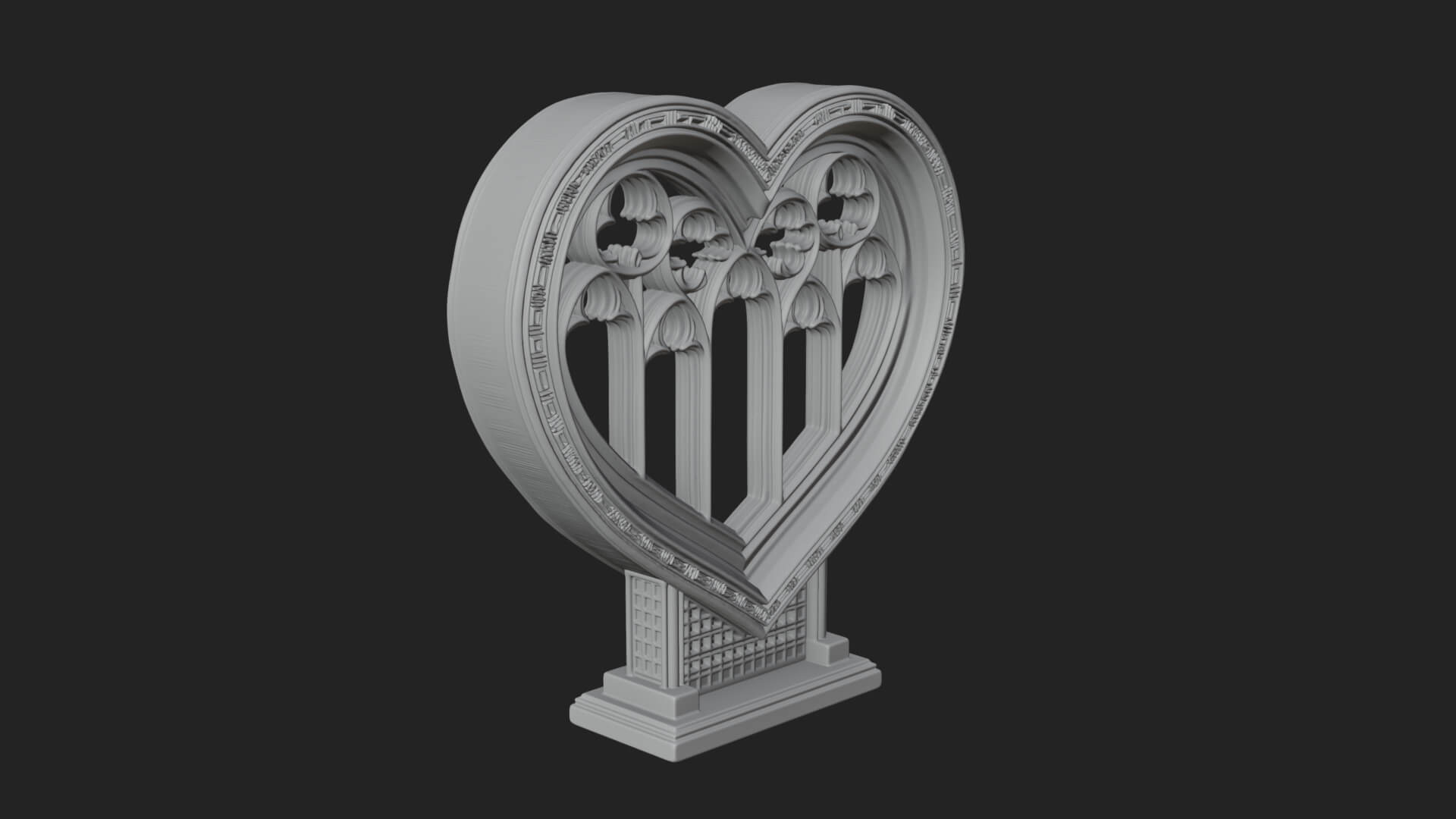 Ornate Framed Heart Plaque Design 148 3D Print Model 3D Model