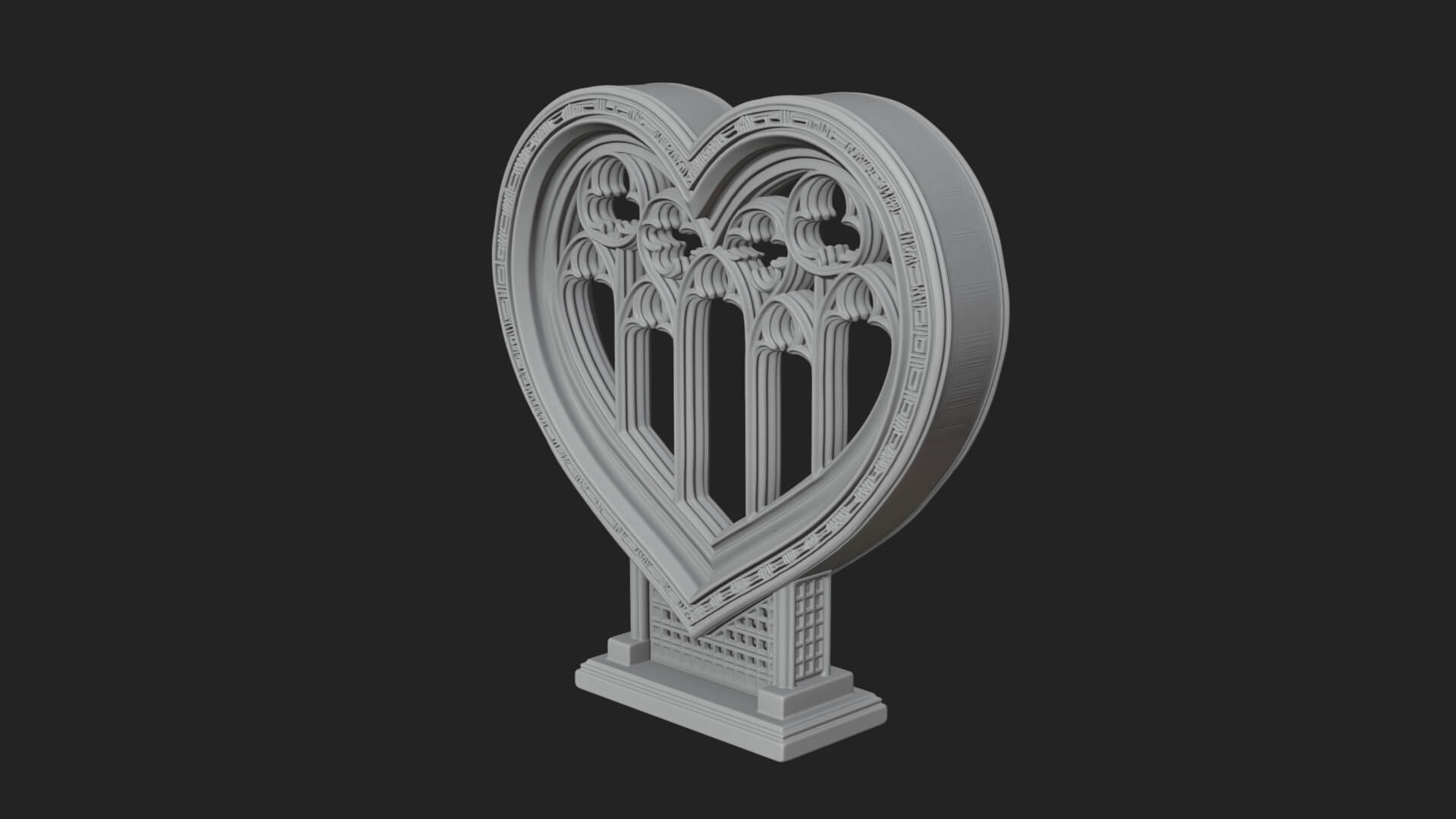 Ornate Framed Heart Plaque Design 148 3D Print Model 3D Model
