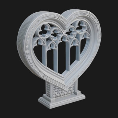 Ornate Framed Heart Plaque Design 148 3D Print Model