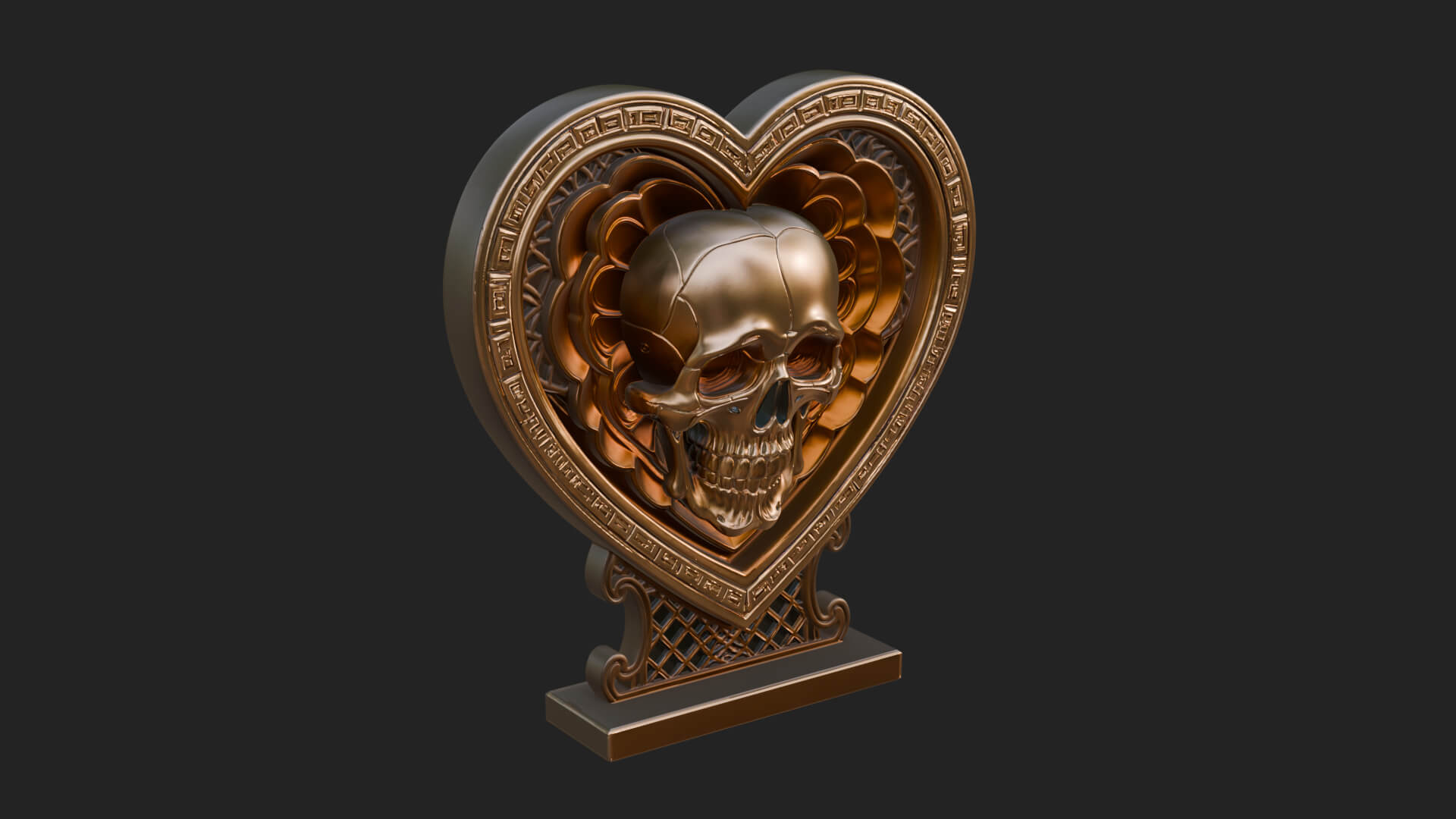Ornate Framed Heart Plaque Design 149 3D Print Model 3D Model