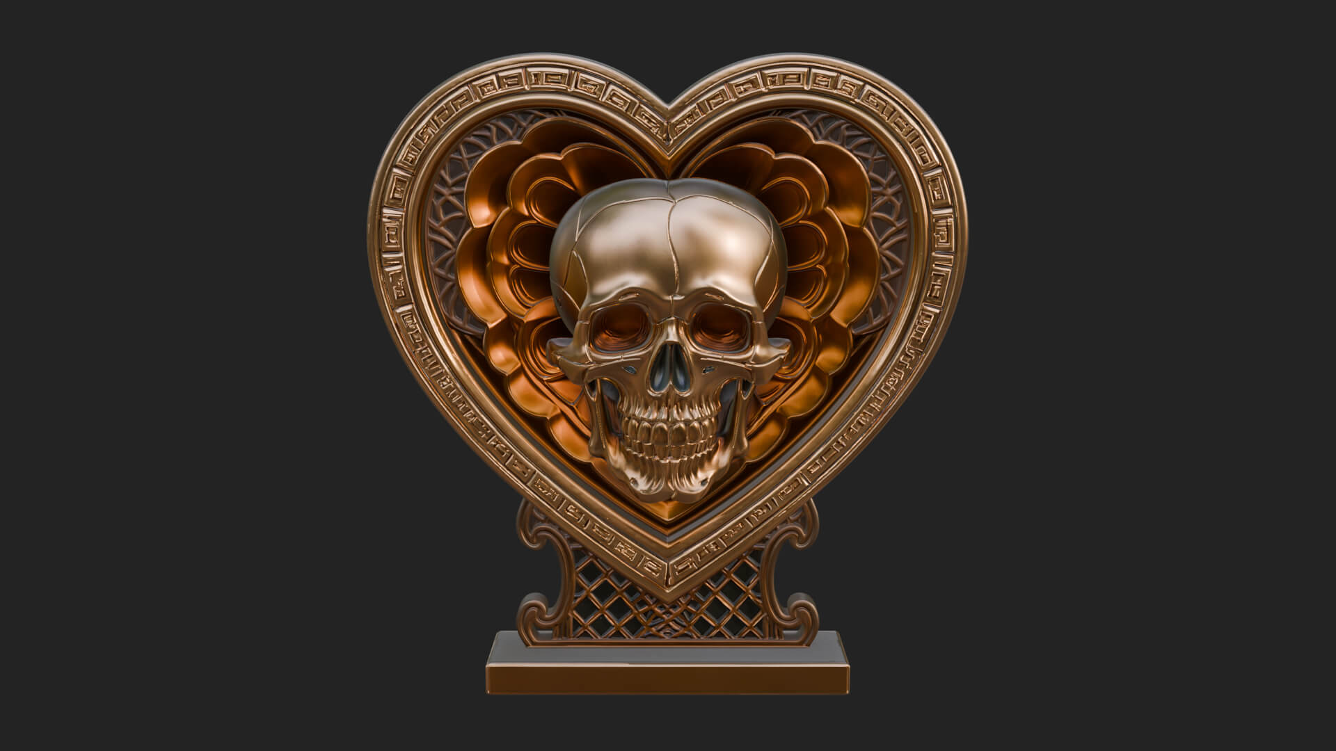 Ornate Framed Heart Plaque Design 149 3D Print Model 3D Model