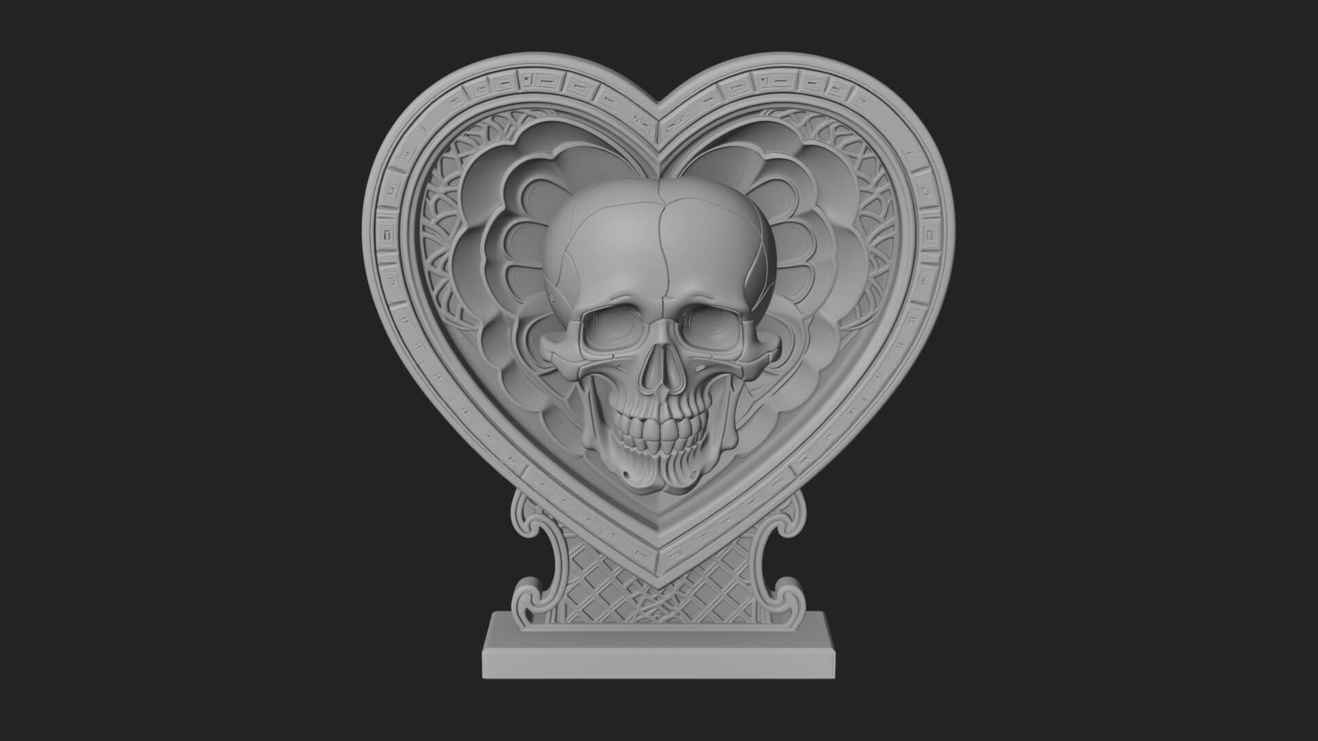 Ornate Framed Heart Plaque Design 149 3D Print Model 3D Model