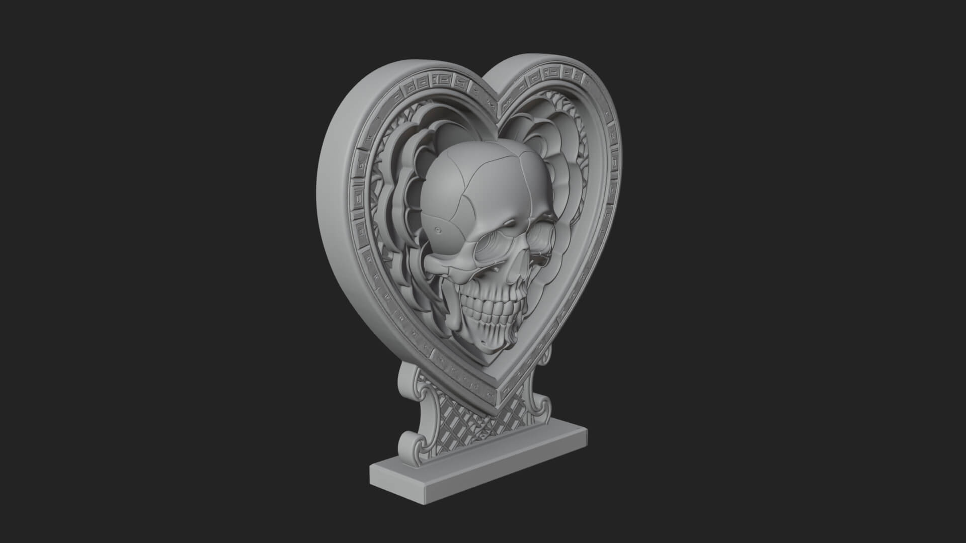 Ornate Framed Heart Plaque Design 149 3D Print Model 3D Model