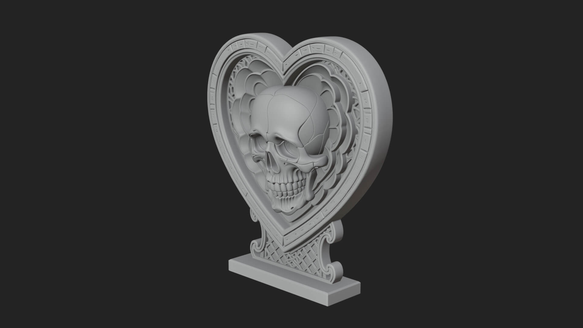 Ornate Framed Heart Plaque Design 149 3D Print Model 3D Model