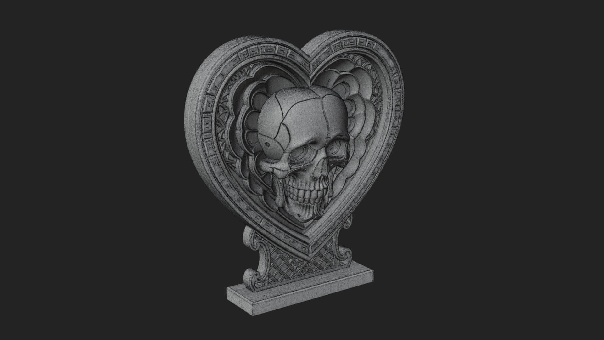 Ornate Framed Heart Plaque Design 149 3D Print Model 3D Model