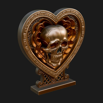 Ornate Framed Heart Plaque Design 149 3D Print Model