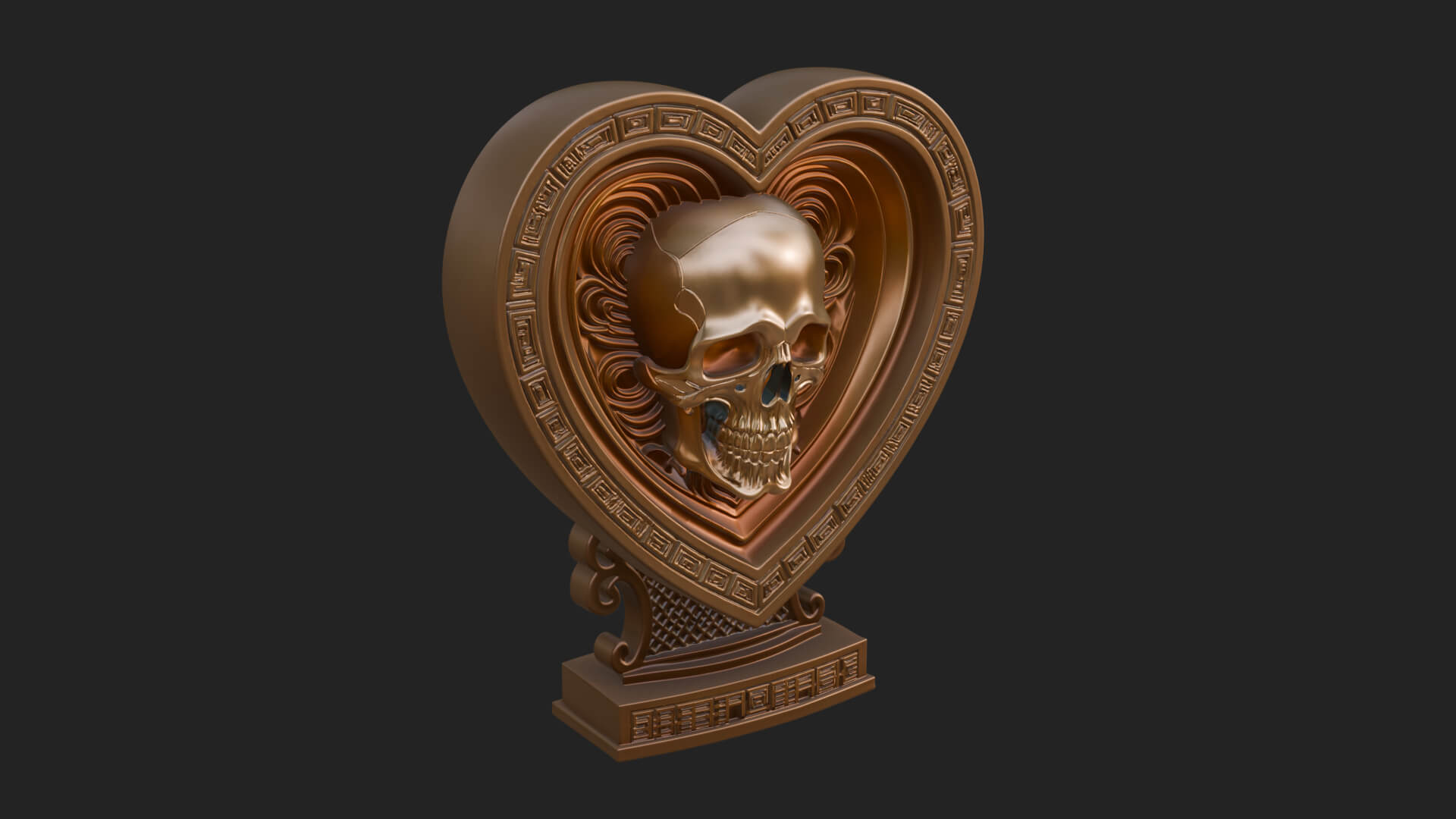 Ornate Framed Heart Plaque Design 150 3D Print Model 3D Model