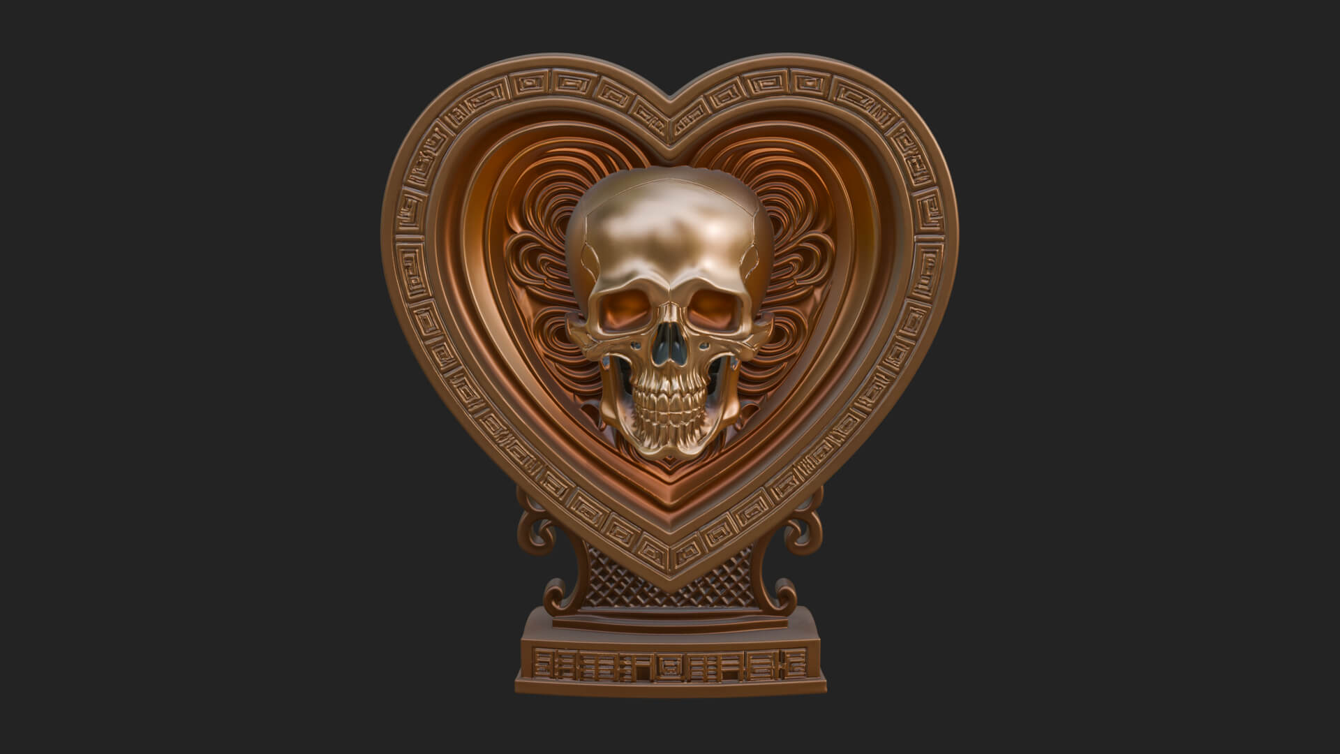 Ornate Framed Heart Plaque Design 150 3D Print Model 3D Model