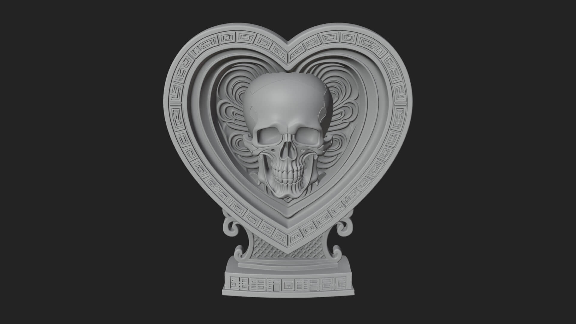 Ornate Framed Heart Plaque Design 150 3D Print Model 3D Model